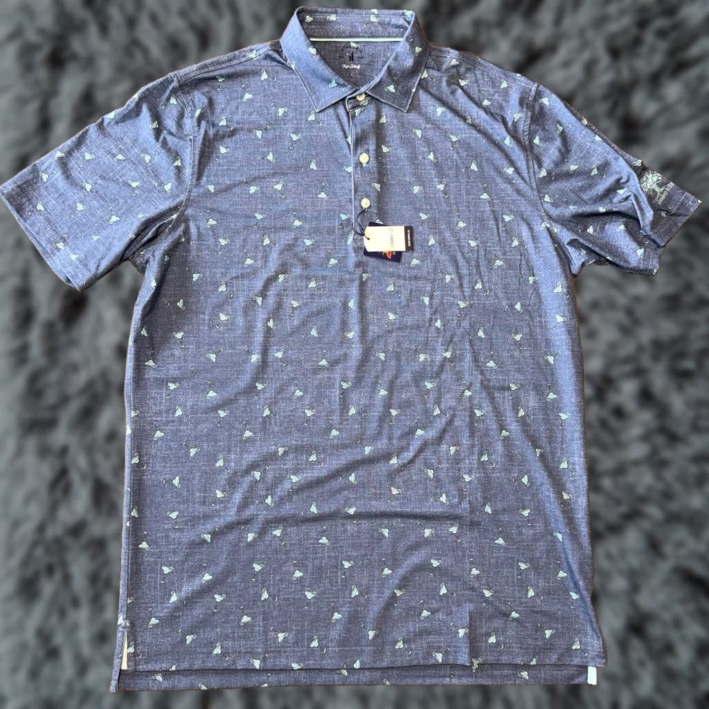 johnnie-O johnnie-O Polo Shirt Men’s Large Blue Geometric Logo AOP Martini Glass Top Shelf Mission Hills Golf New Size US L / EU 52-54 / 3 - 1 Thumbnail