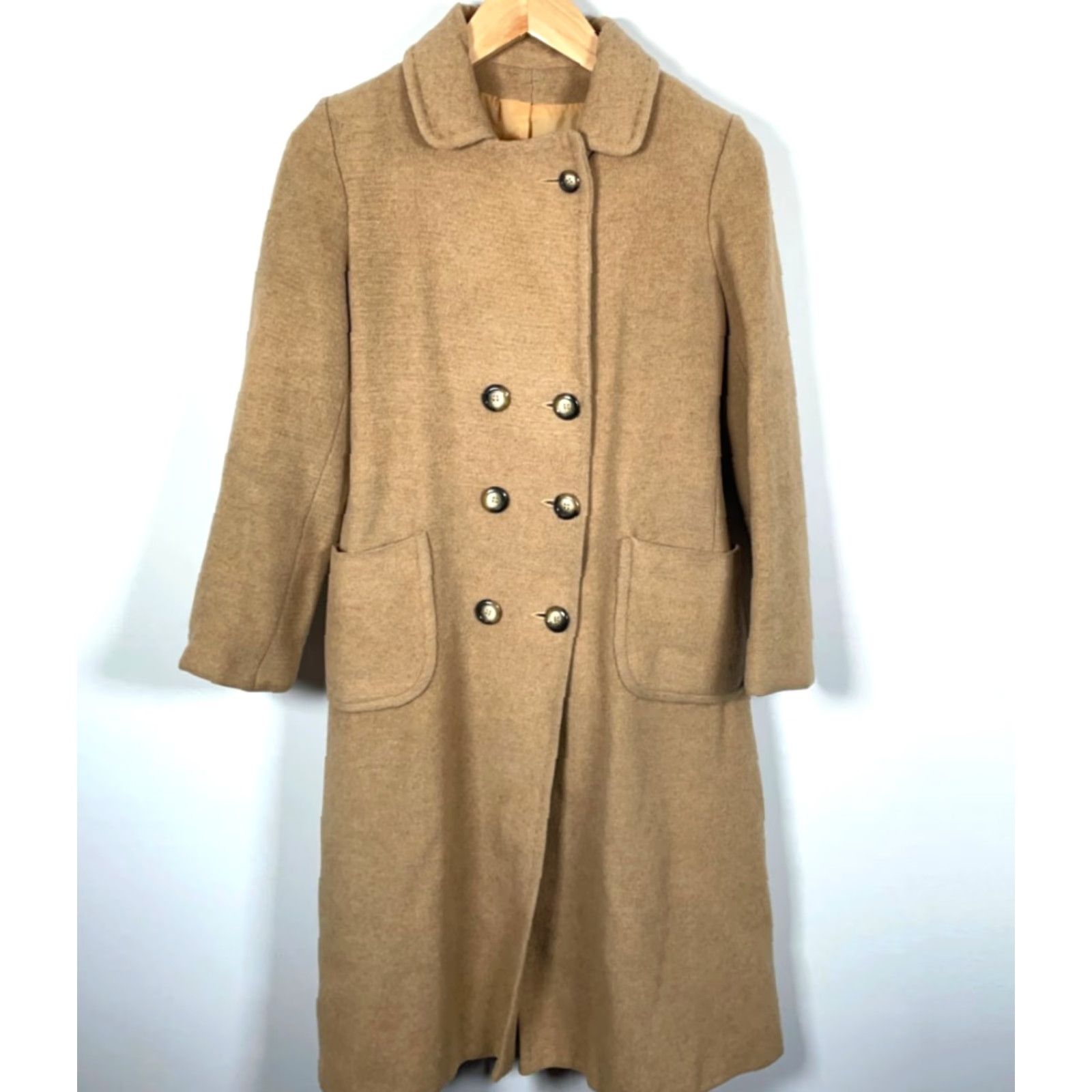 Camel VINTAGE Ullmann Camel Hair Double Breasted Belted Trench Coat Women's 6 / Small Beige Coat Size M / US 6-8 / IT 42-44 - 4 Thumbnail