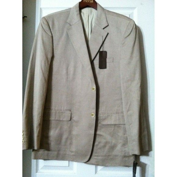 Tasso Elba TASSO ELBA MENS NEW KHAKI 100%COTTON SPORT COAT SIZE:L Size US L / EU 52-54 / 3 - 1 Thumbnail