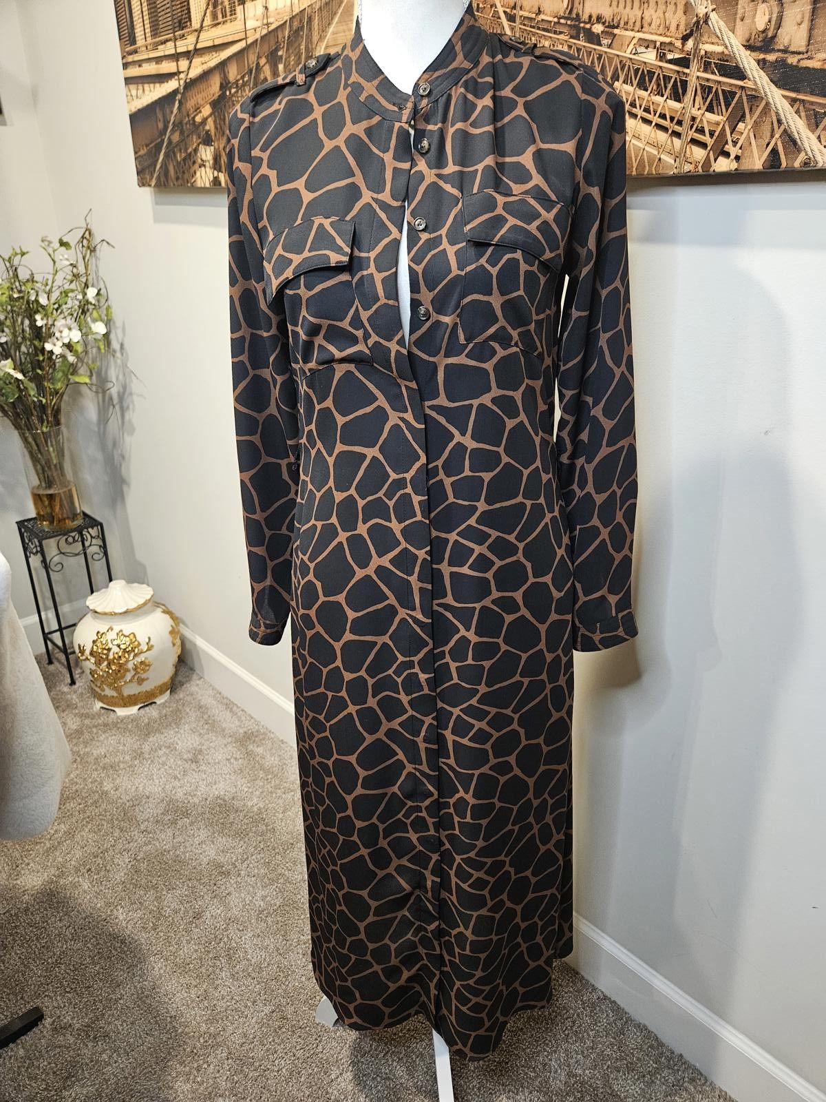 Banana Republic Trendy Giraffe Print Midi Dress Size XS / US 0-2 / IT 36-38 - 1 Thumbnail