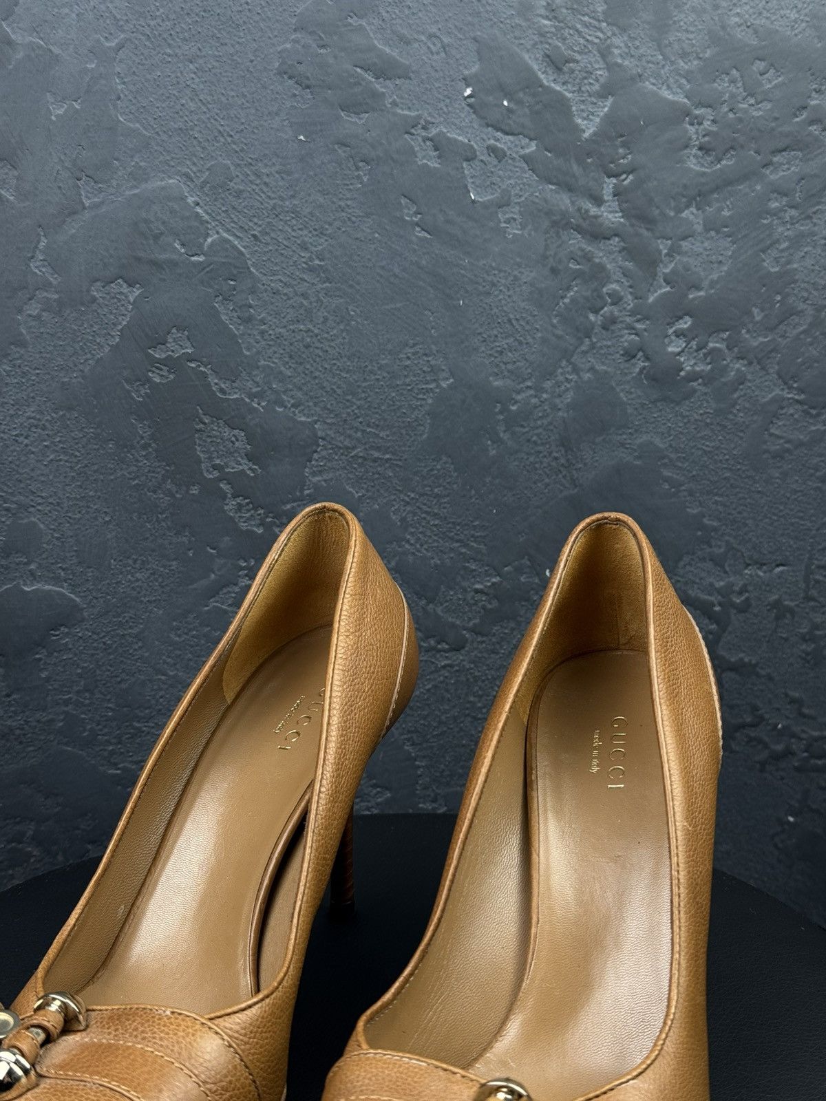 Gucci Gucci Brown Leather Marrakesh Tassel Peep Toe Pumps Size US 7 / IT 37 - 2 Thumbnail