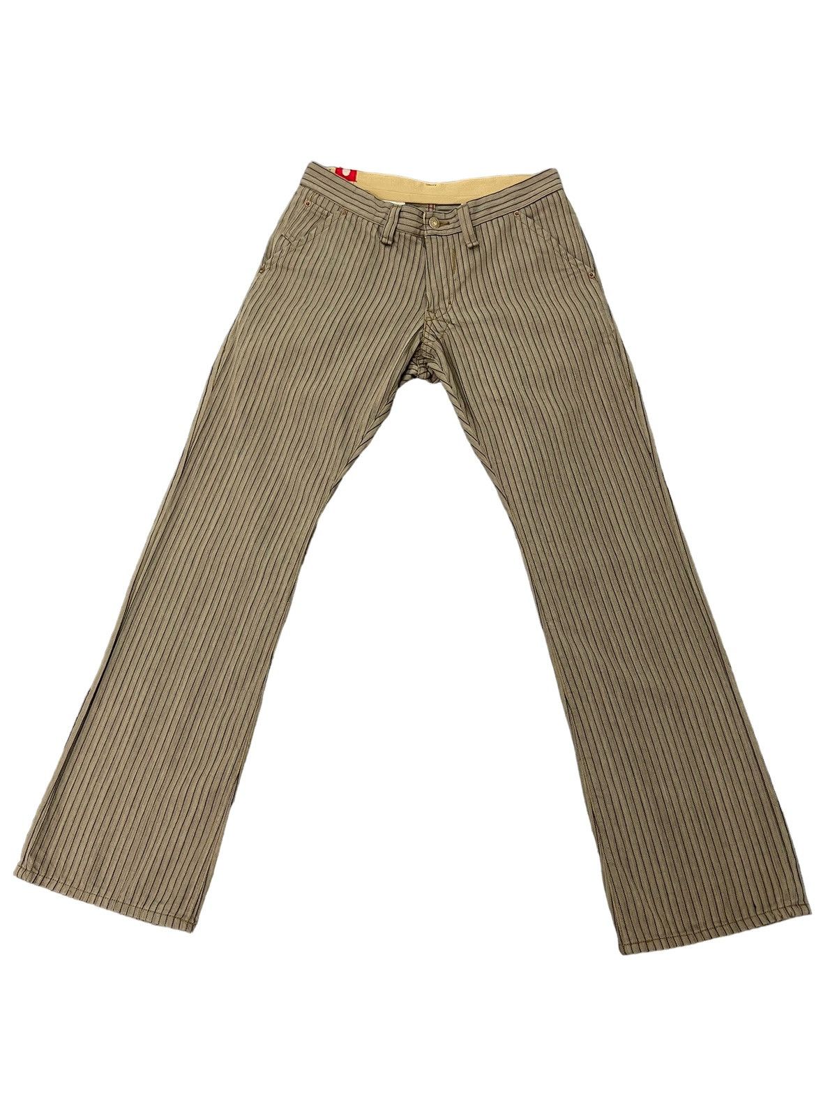 Japanese Brand Flare Jeans Blue Way Japan Wabash Striped Low Rise 8🟦3 Size US 30 / EU 46 - 2 Thumbnail
