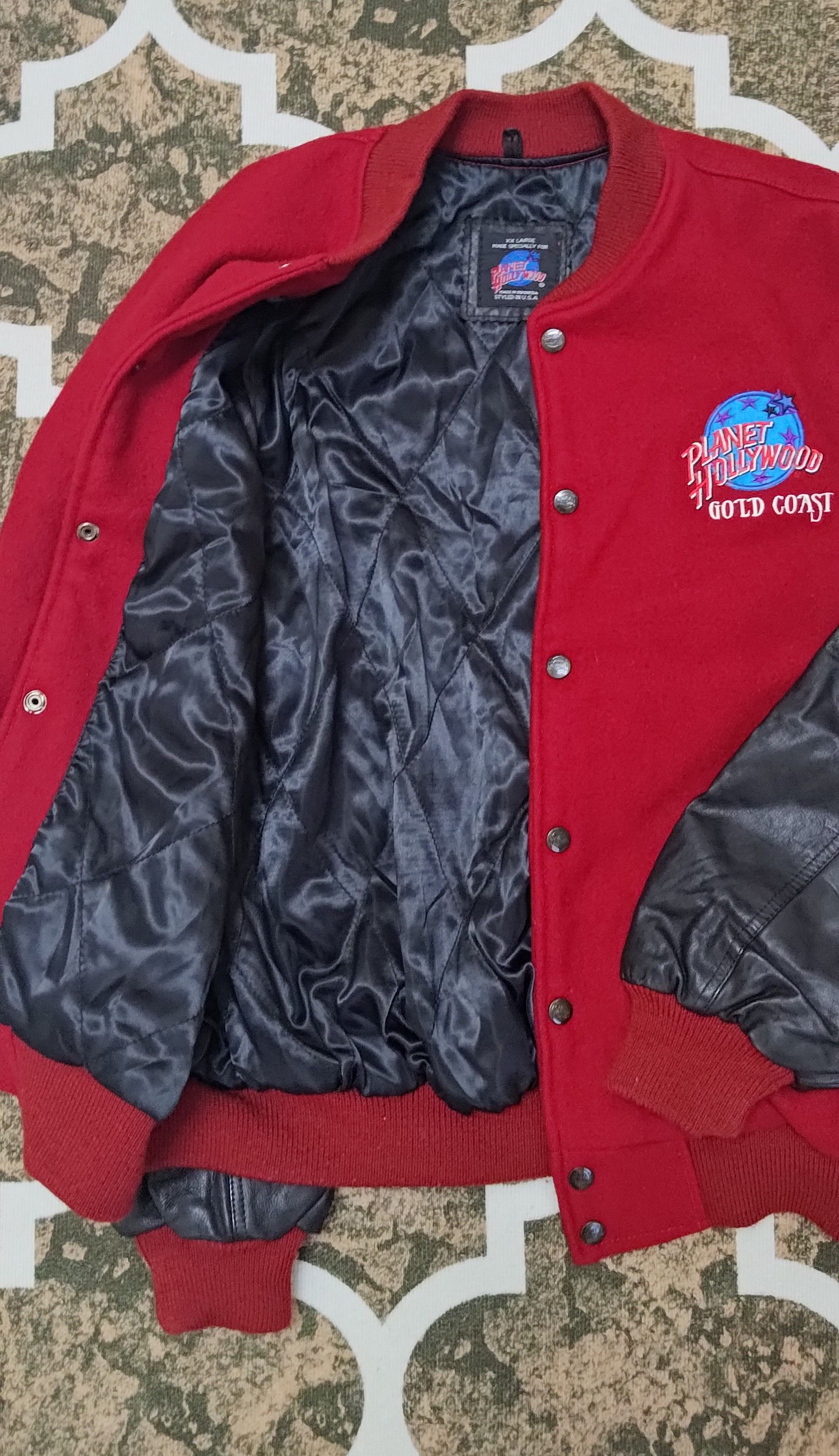 Planet Hollywood Planet Hollywood Gold Coast Leather Wool Bomber Jacket Size US XXL / EU 58 / 5 - 5 Thumbnail