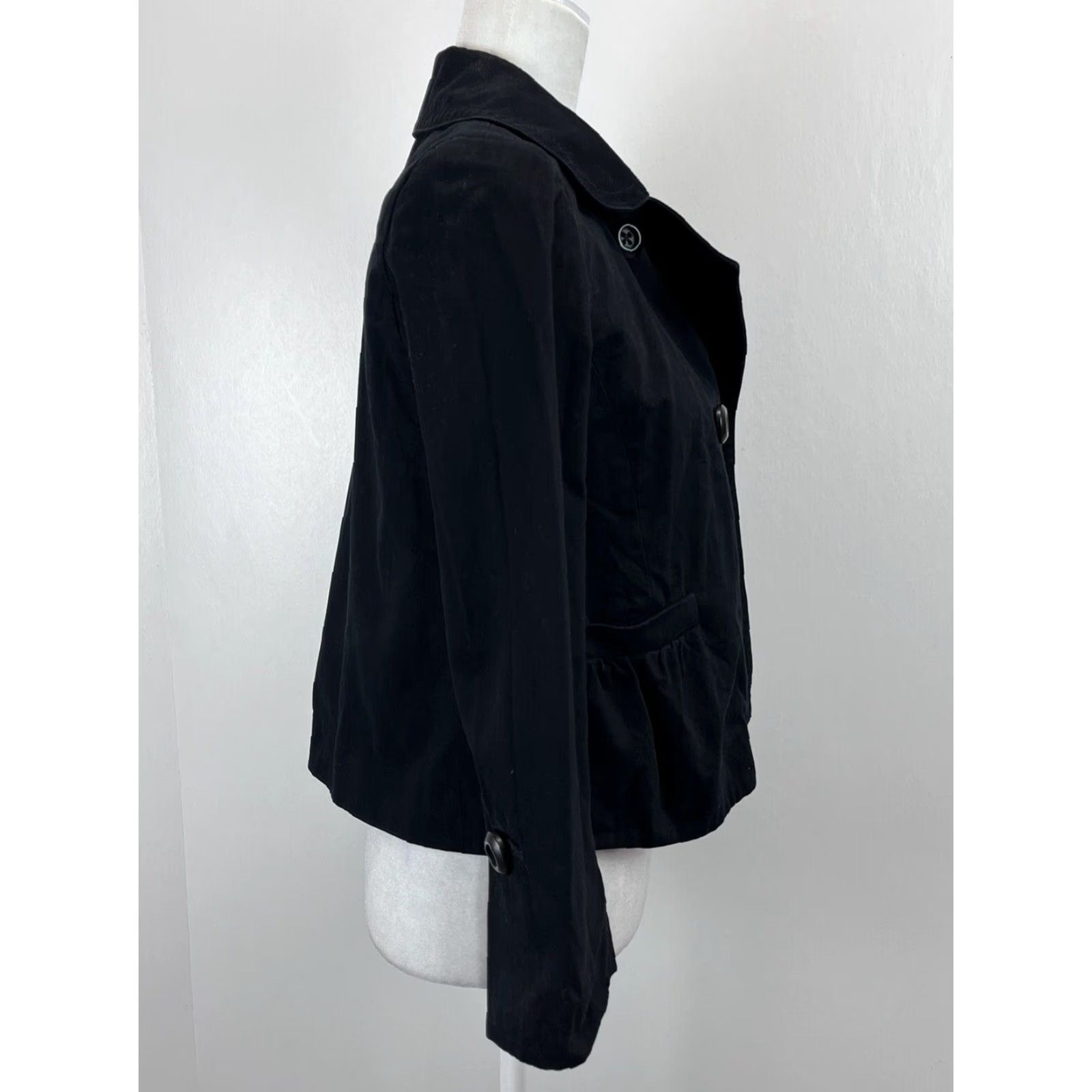J.Crew VINTAGE J.CREW Short Double Breasted Jacket Womens Size 2 Black Lined Classic Nautical Preppy Knit? No, jacket. Size 26" / US 2 / IT 38 - 5 Thumbnail