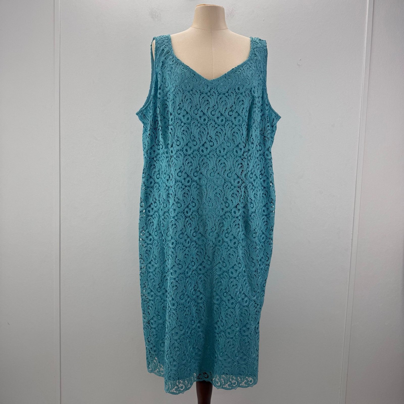 Marina Rinaldi Marina Rinaldi Ski Blue Dicitore Lace Overlay Dress Plus 22 Size 3XL / US 20-22 - 2 Thumbnail