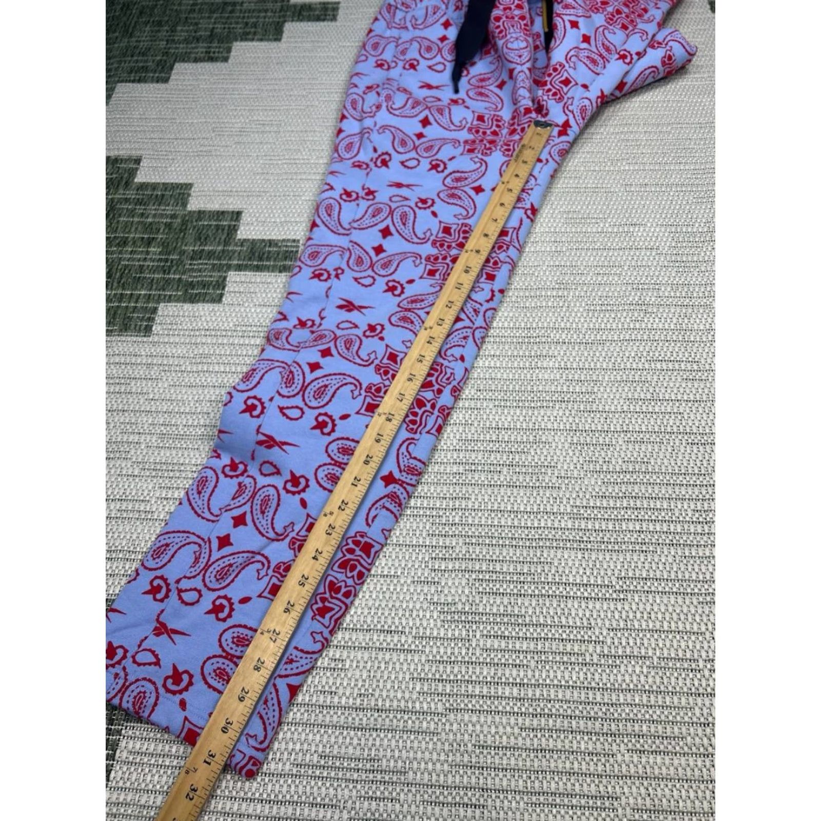 Reebok Reebok RCPM Sweatpants Men Small Blue Paisley Casual Drawstring Size US 29 - 4 Thumbnail