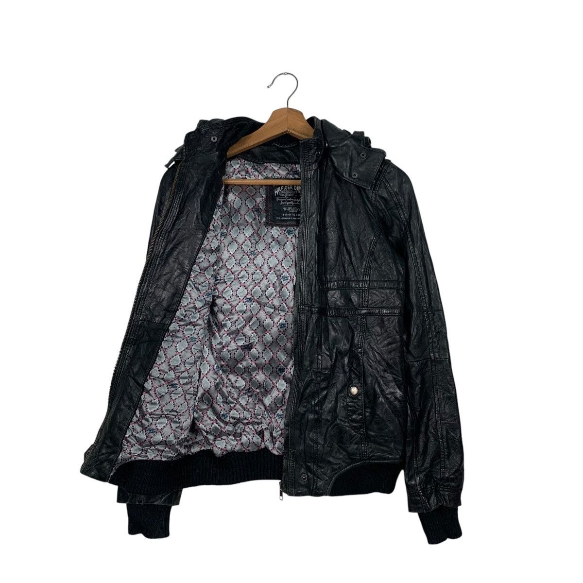 Tommy Hilfiger HILFIGER DENIM Sheepskin Leather Hooded Jacket #2561-C116 Size S / US 4 / IT 40 - 8 Thumbnail