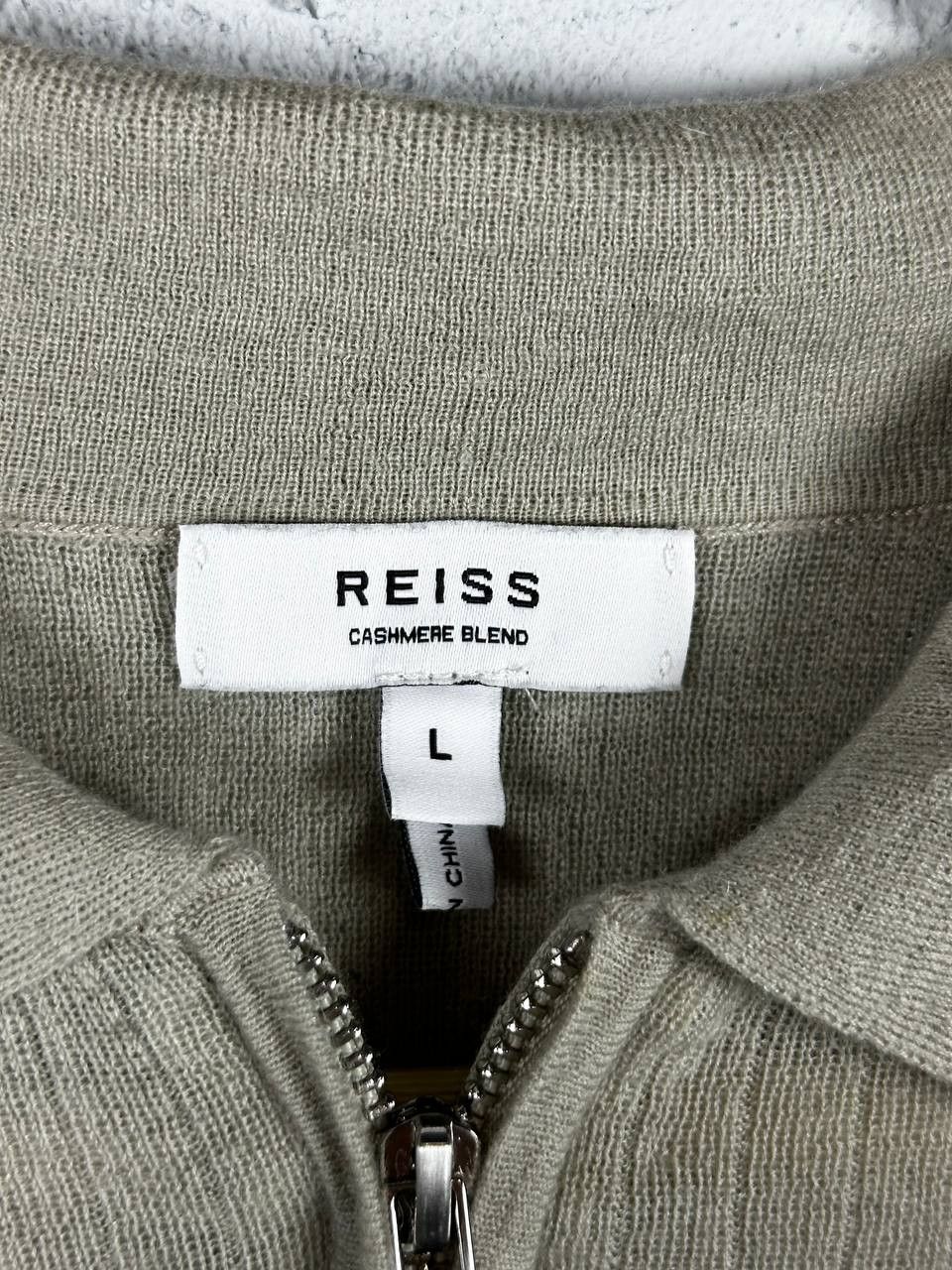 Reiss Reiss Kelly Tan Cashmere Textured Polo Zip Shirt Size L / US 10 / IT 46 - 8 Thumbnail