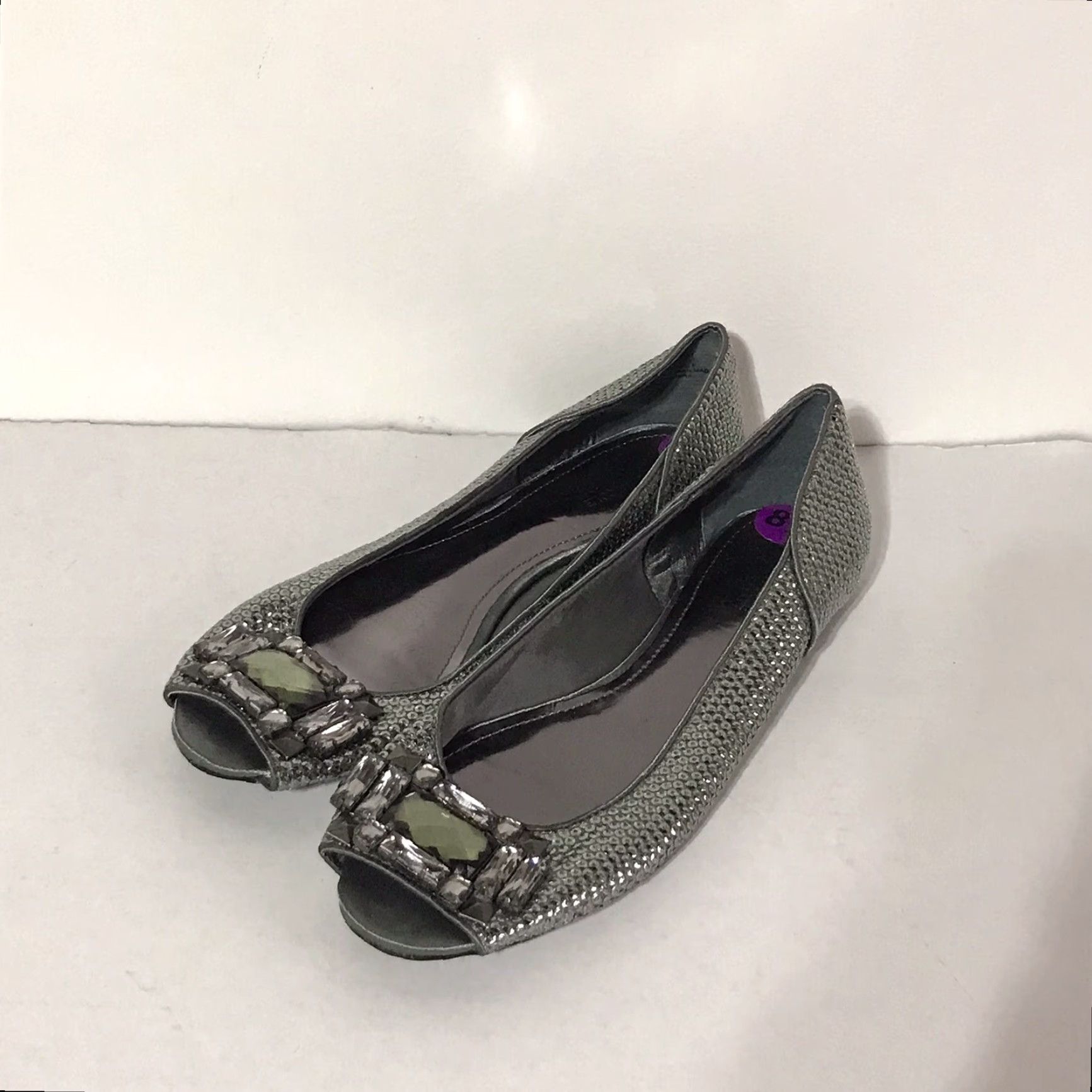Kenneth Cole Kenneth Cole Reaction Green Sequined Flats Womens Size 8.5 Peep Toe Slip On Size US 9 / IT 39 - 2 Thumbnail