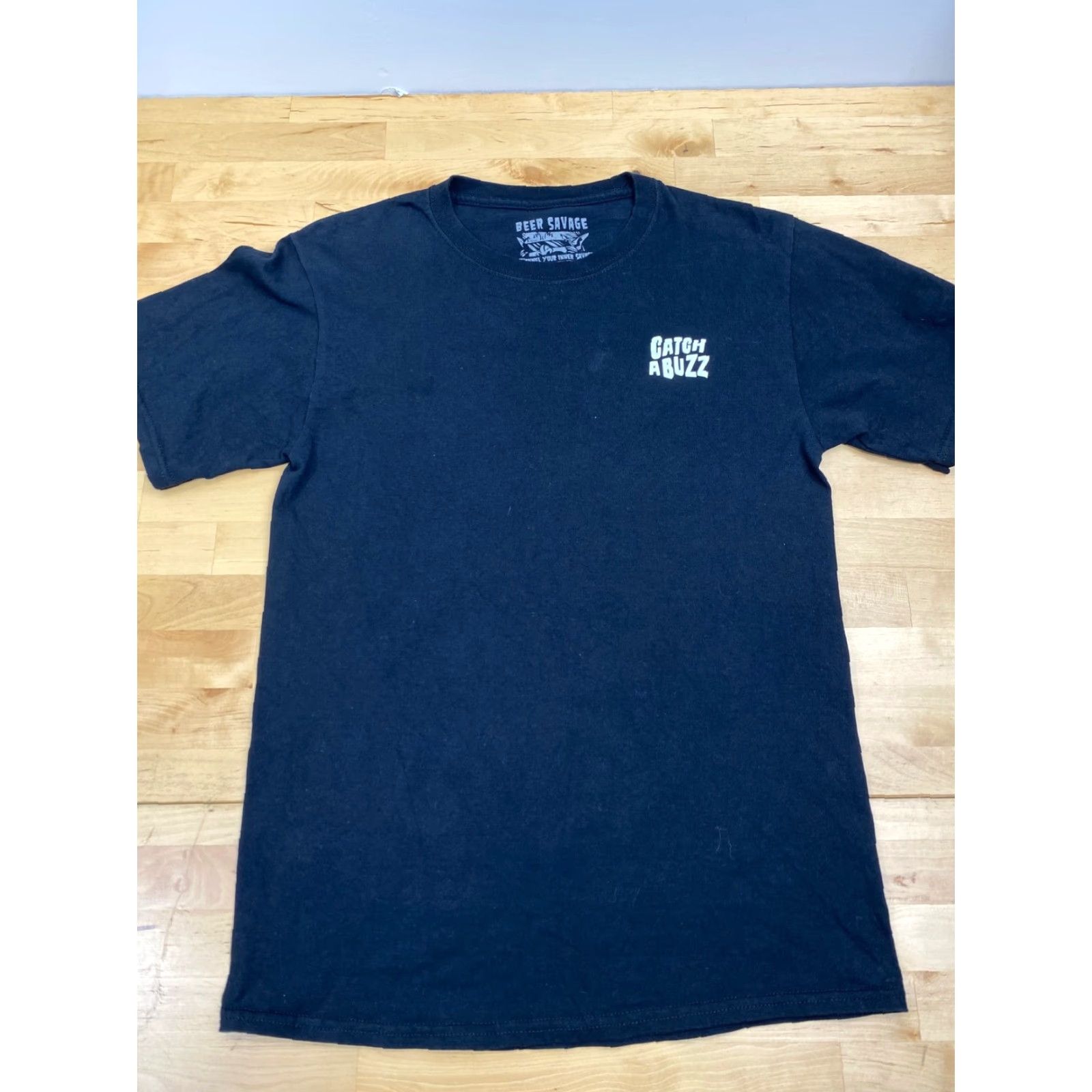 Vintage Beer Savage Men’s T-Shirt Catch a Buzz Short Sleeve Black Size S Crew Neck Graphic Tee Fall: Beer, Biker, Fish Size US S / EU 44-46 / 1 - 3 Thumbnail