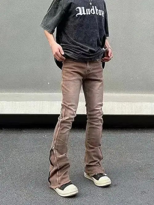 Japanese Brand × Jean faded utility zipper flared punk jeans Size US 28 / EU 44 - 1 Thumbnail