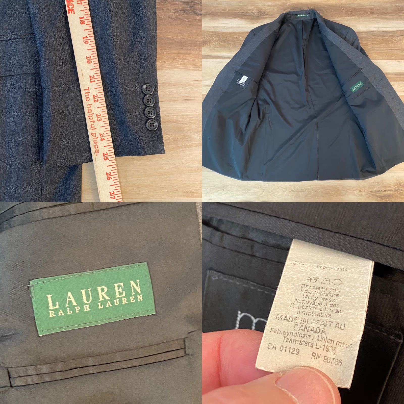 Ralph Lauren Lauren Ralph Lauren Blazer Mens 44R Gray Wool 2 Button Coat Sport Jacket Shirt Size 44R - 8 Thumbnail