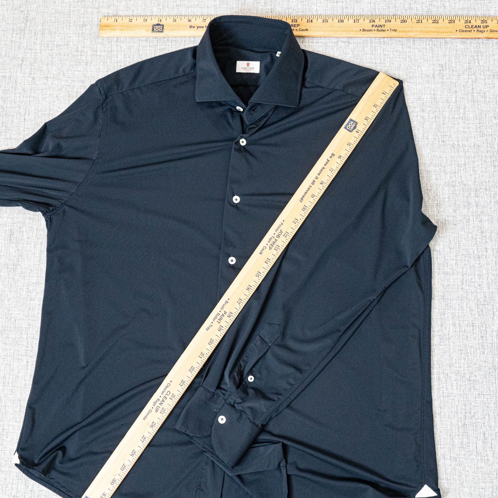Cordone CORDONE 1956 No Iron Technical Fabric Stretch Shirt Navy Size US XL / EU 56 / 4 - 10 Thumbnail