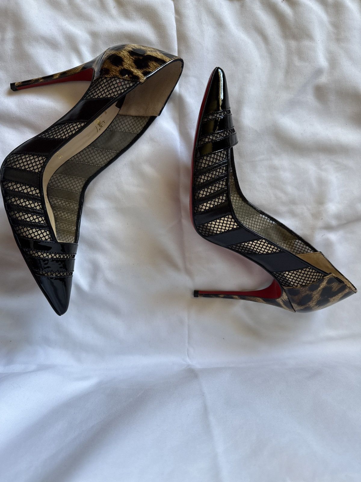 Christian Louboutin Bandy 100 pat/kid/pat Leopard 50s Size US 8 / IT 38 - 3 Thumbnail
