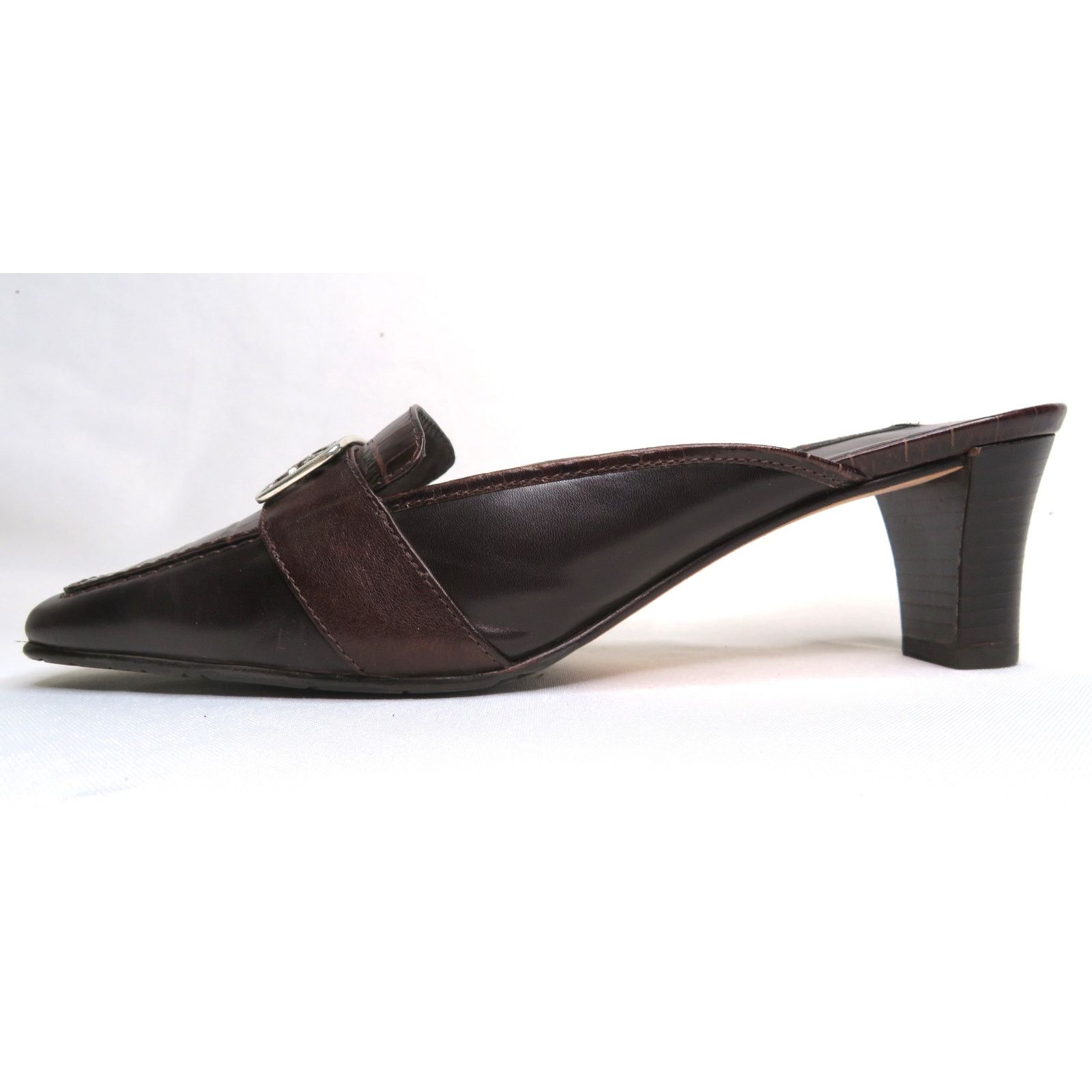 Brighton New BRIGHTON Steph Brown Croc Embossed Leather Mules Sz 7.5 Size US 7.5 / IT 37.5 - 5 Thumbnail
