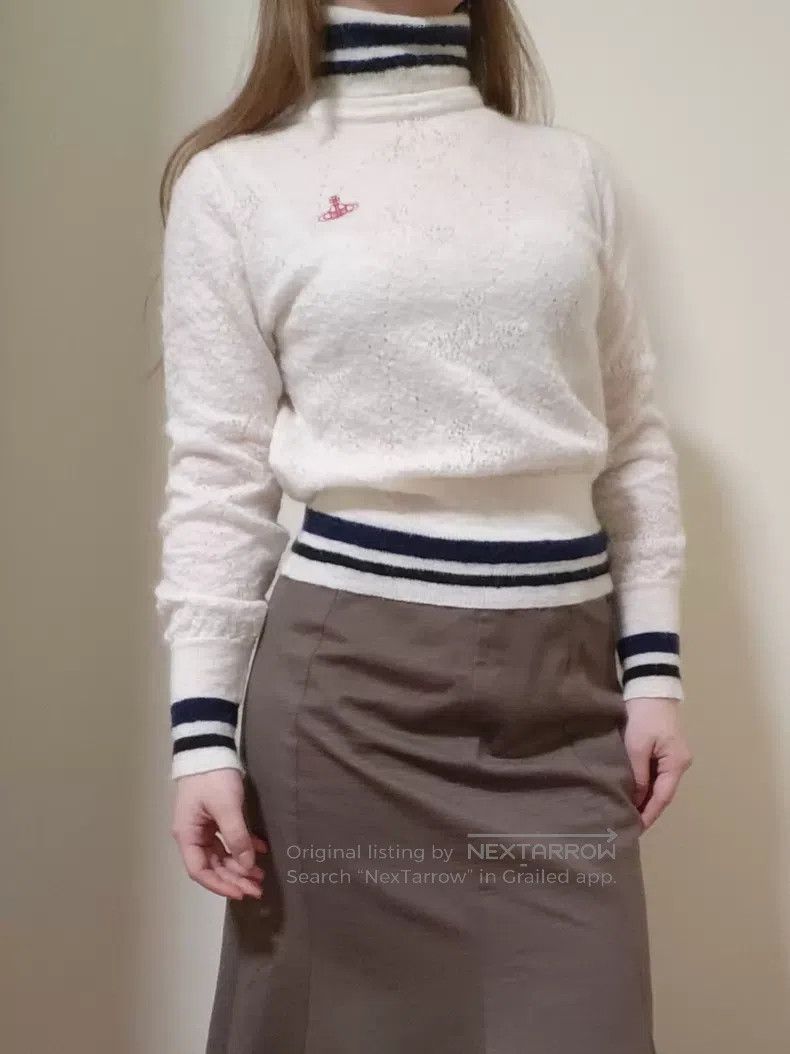 Vivienne Westwood Vivienne Westwood White Saturn Pattern High-Neck Sweater Size ONE SIZE - 6 Thumbnail