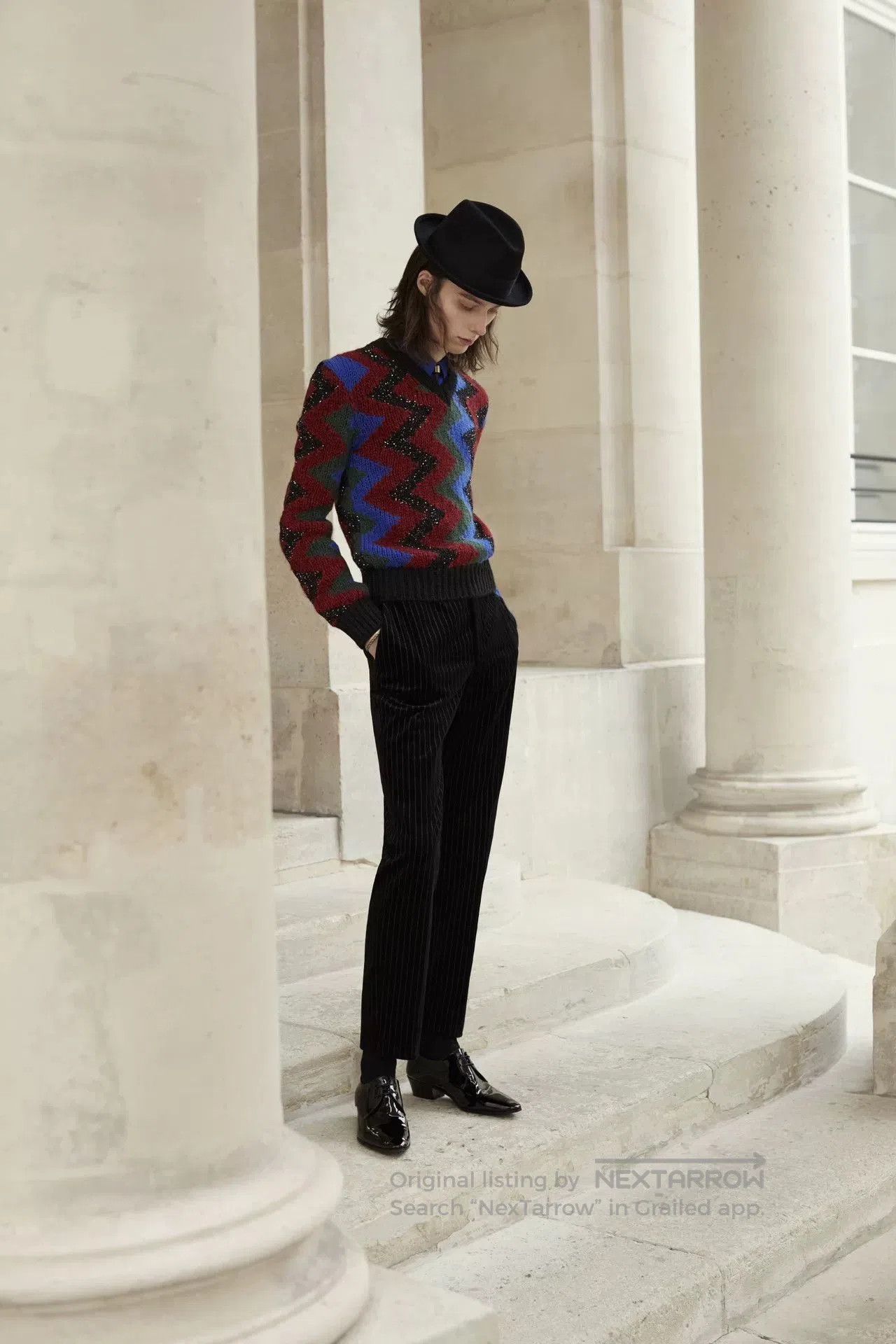 Saint Laurent Paris black rabbit fur fedora hat. Size ONE SIZE - 7 Thumbnail