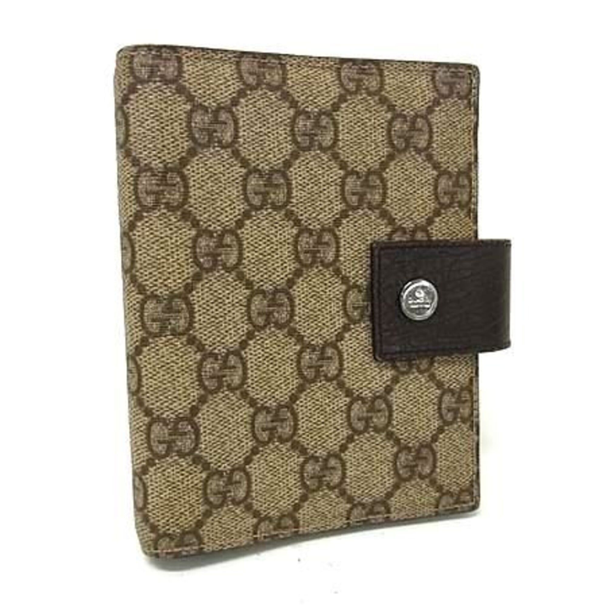Gucci GUCCI GG Supreme notebook cover, 115240, beige/brown leather, men's/women's, 6-ring binder. Size ONE SIZE - 1 Thumbnail
