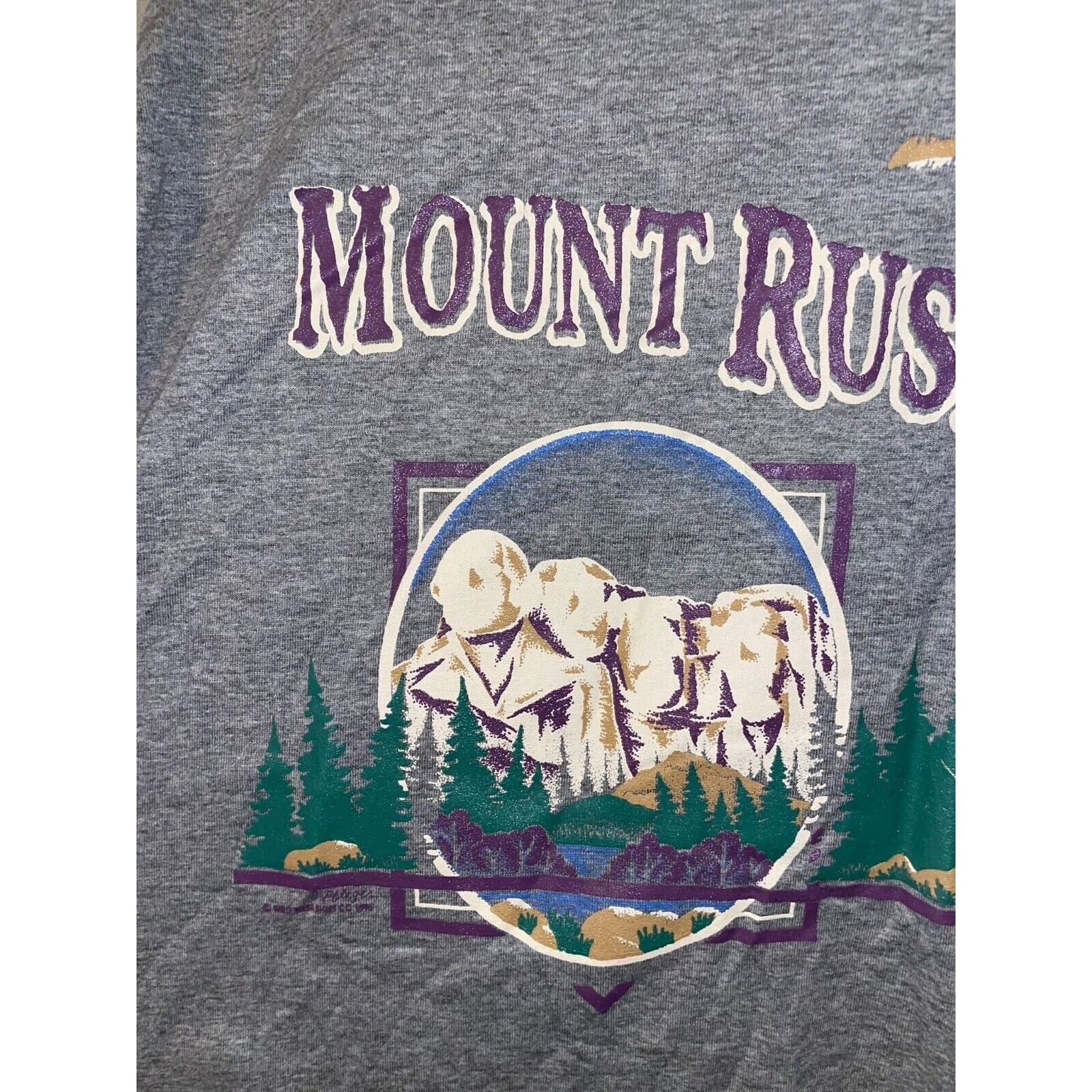 Jerzees × Vintage Vintage Mount Rushmore Shirt Jerzees Gray Tee VTG 90s Large Size US L / EU 52-54 / 3 - 2 Thumbnail