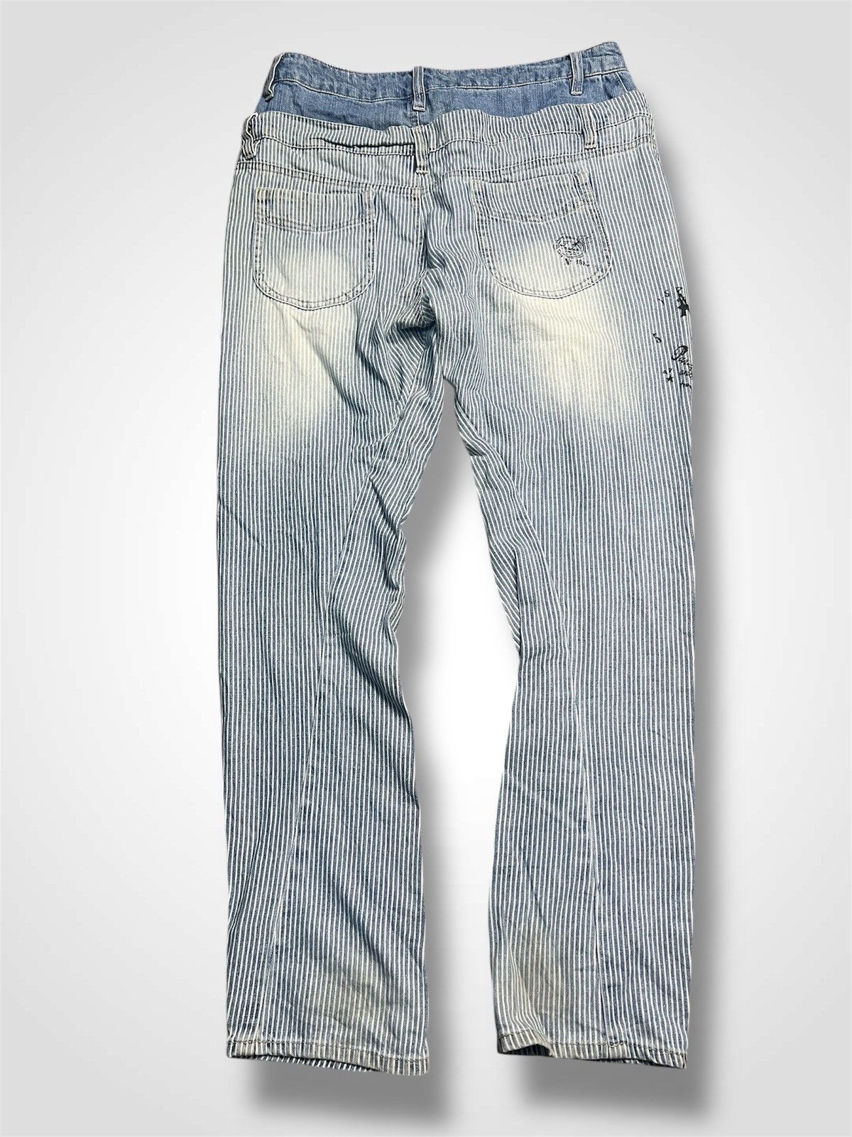 If Six Was Nine Vintage Cutie Blonde Bio-Stone Wash Pinstripe Jeans (40) Size 32" / US 10 / IT 46 - 2 Thumbnail