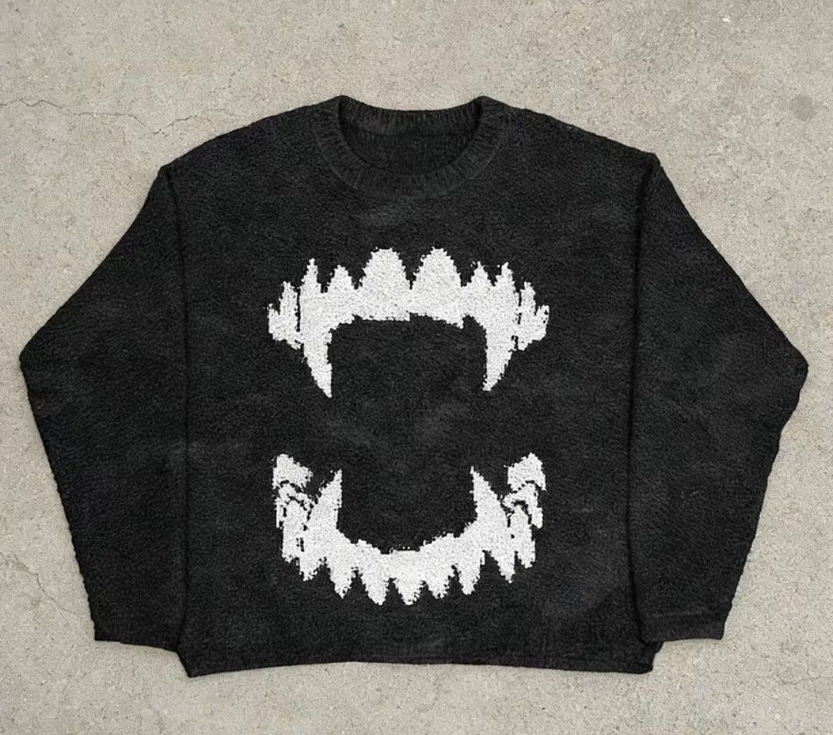 Other Retro Y2K Anime Gothic Teeth Jacquard Pullover Knit Sweater Size US M / EU 48-50 / 2 - 2 Thumbnail