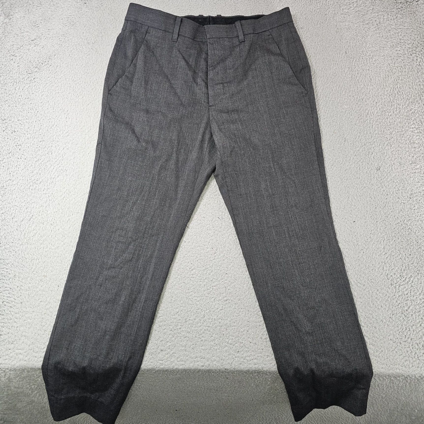Allsaints AllSaints Heliot Trouser Dress Pants Mens 30x25 Gray Slim Fit Stretch Business Fractioned Front Flat Front Pockets Tapered Leg Size US 30 / EU 46 - 2 Thumbnail