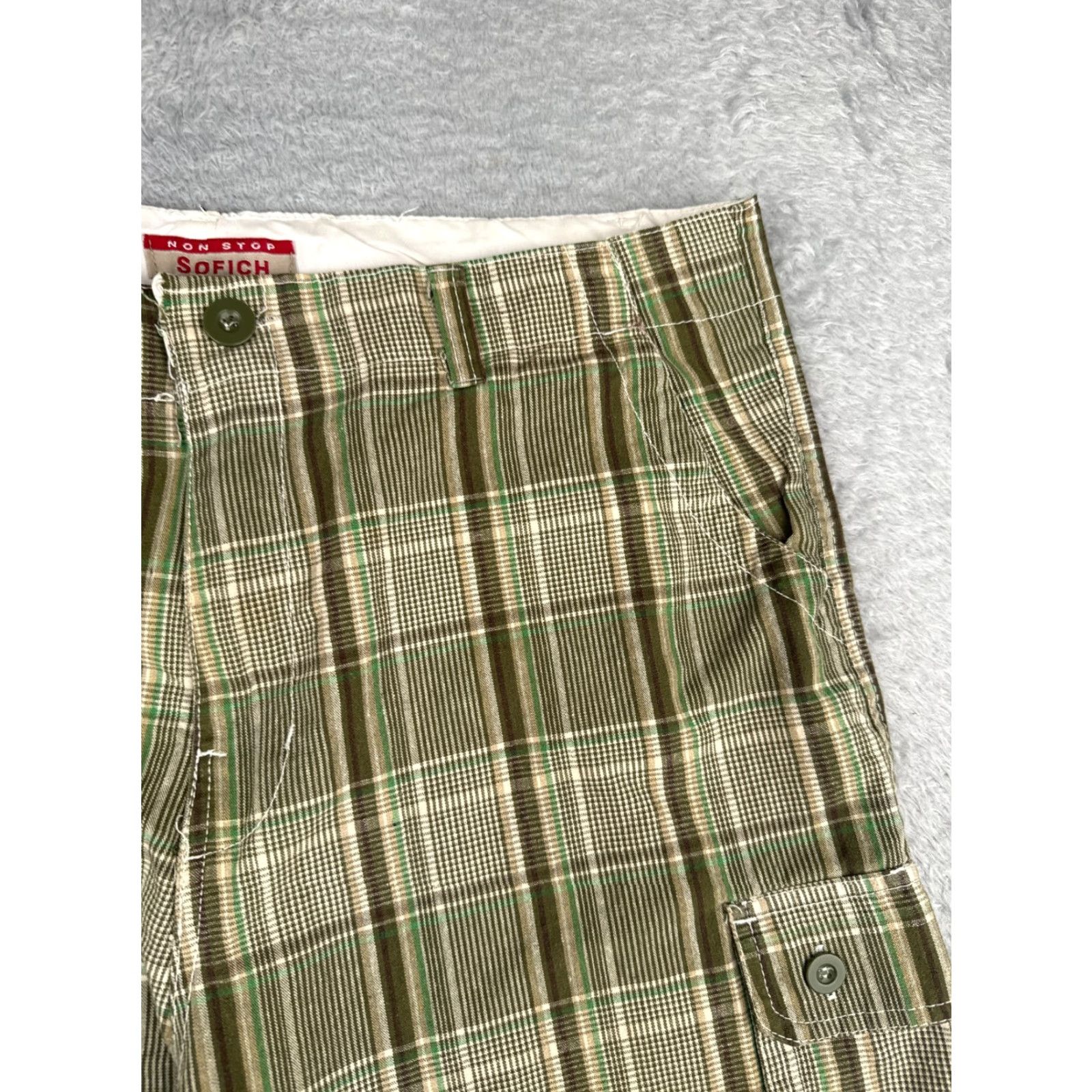 Vintage Sofich Mens Shorts Cargo Plaid Green 40 Cotton Blend Hike Skate Casual 9" Size US 40 / EU 56 - 5 Thumbnail