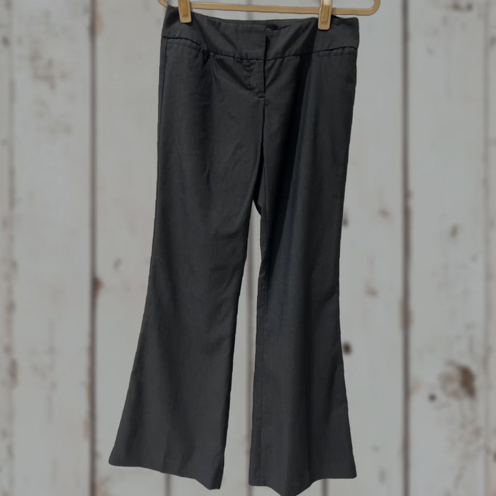 Express EUC Express Design Studio Publicist Stretch Dark Gray Pants Size 8 Womens Regular Flare Leg Wide Waistband Black Gray Style Tight Tweed Size 30" / US 8 / IT 44 - 1 Thumbnail