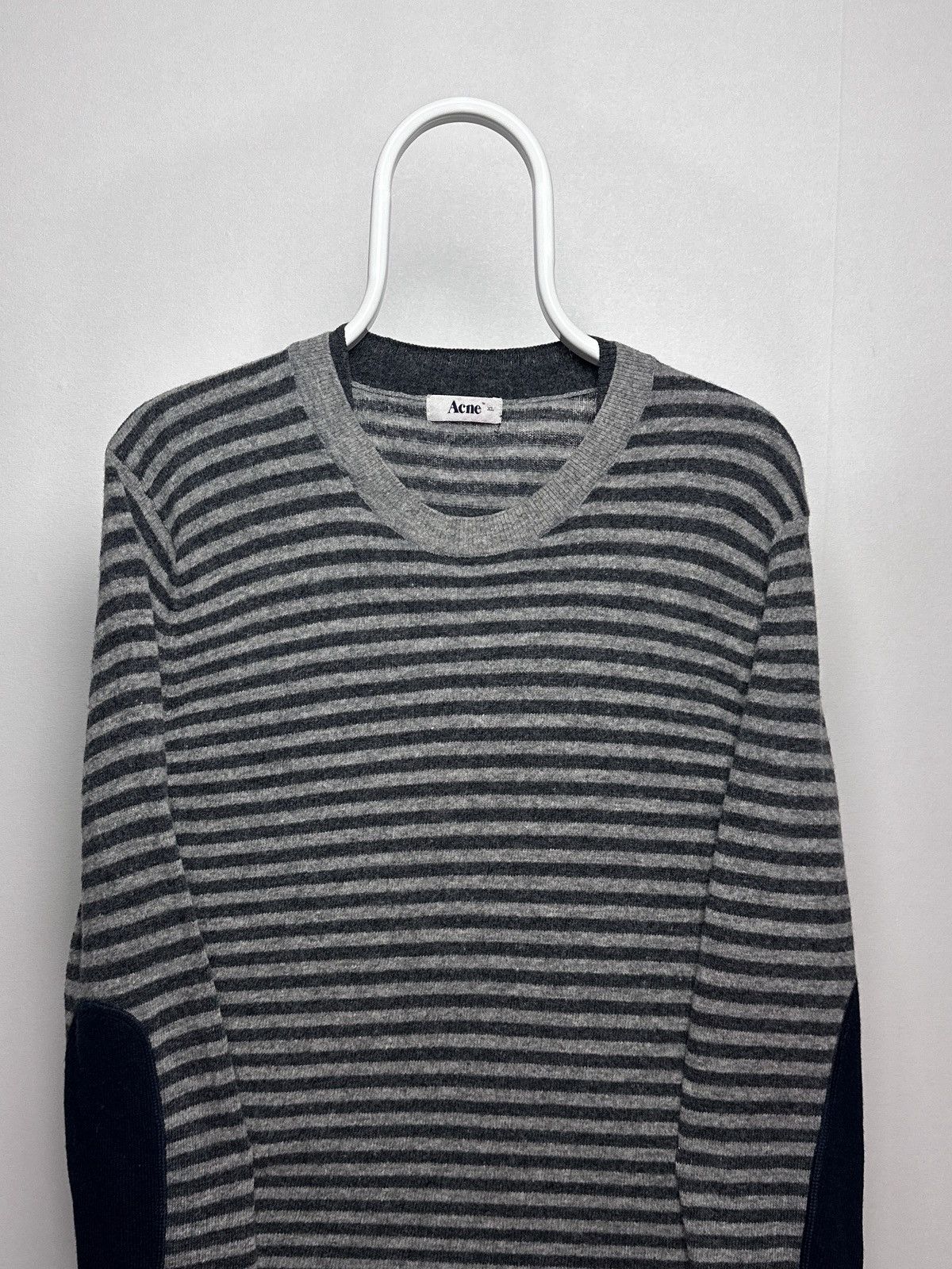 Acne Studios Acne Cerbourg AW11 Elbow Padded Stripped Wool Sweater Size US XL / EU 56 / 4 - 2 Thumbnail