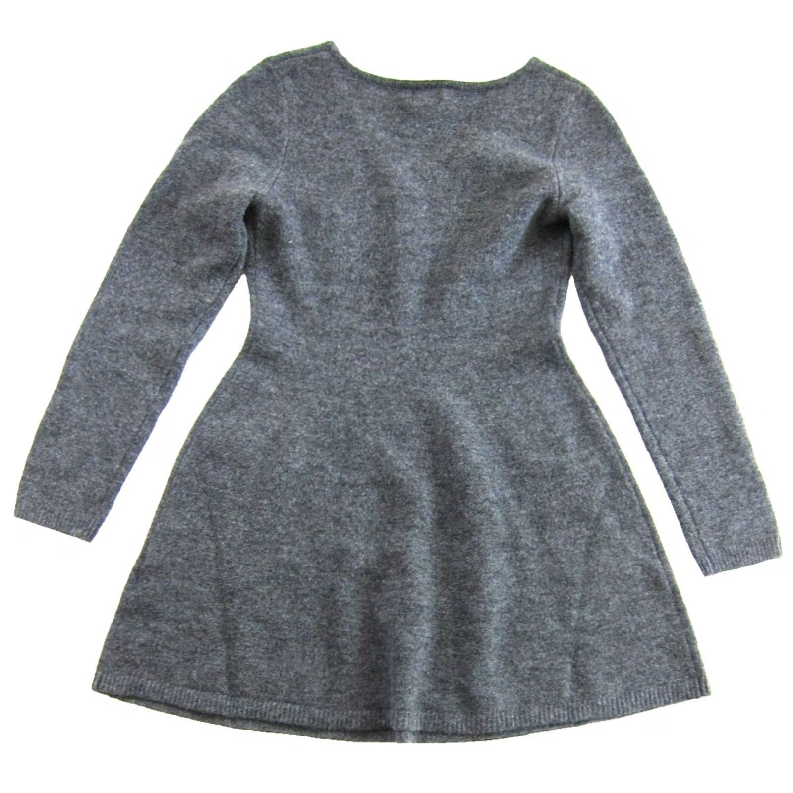 H&M H&M Grey Knit Stretch Long Sleeve V-Neck Sheath Sweater Dress M Women Size M / US 6-8 / IT 42-44 - 2 Thumbnail