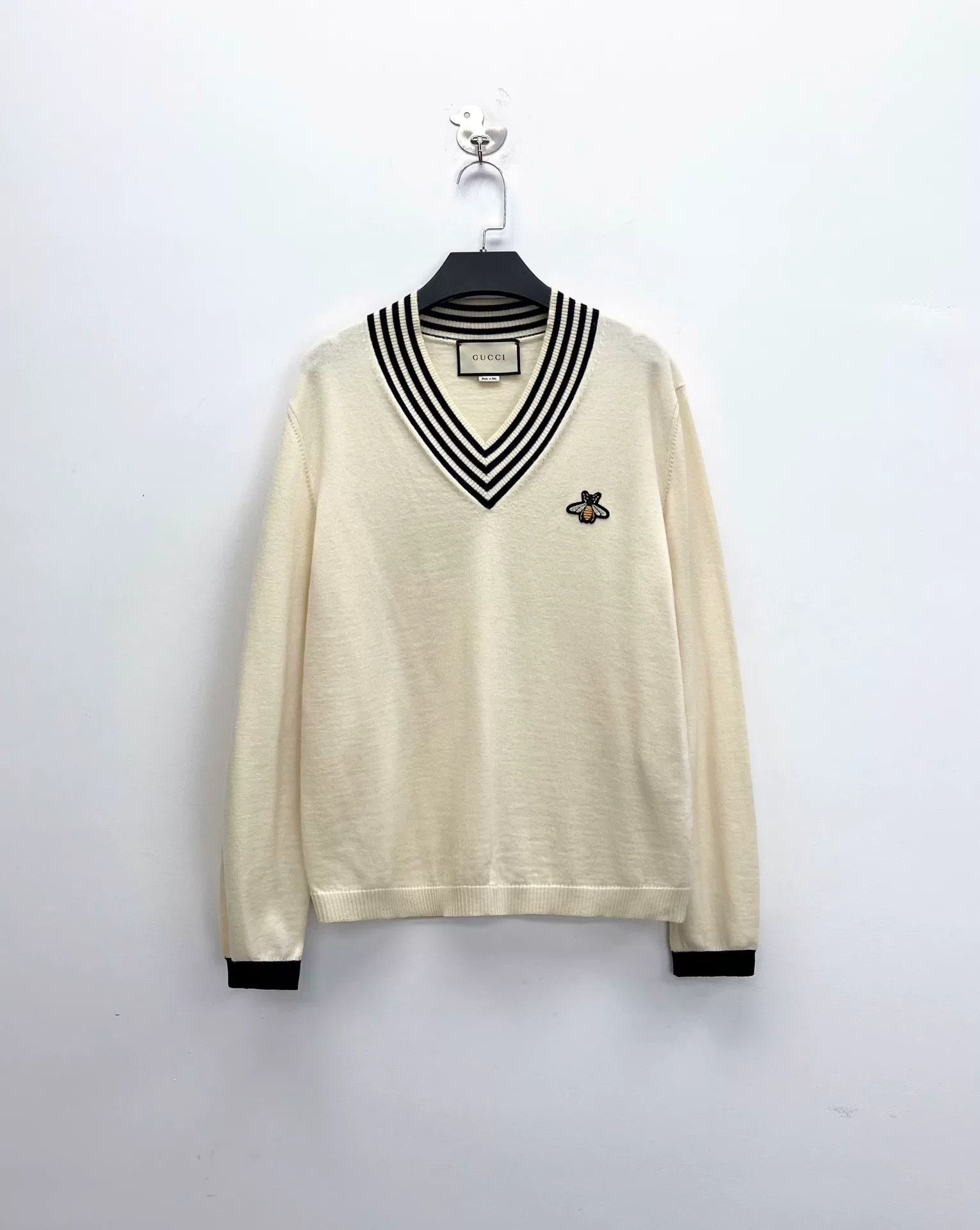 Gucci gucci beige striped embroidered knitted sweater Size US M / EU 48-50 / 2 - 1 Thumbnail