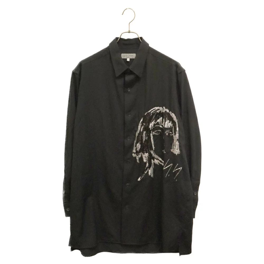 image of Yohji Yamamoto Pour Homme Sequin Long Sleeve Shirt in Black, Men's (Size Medium)