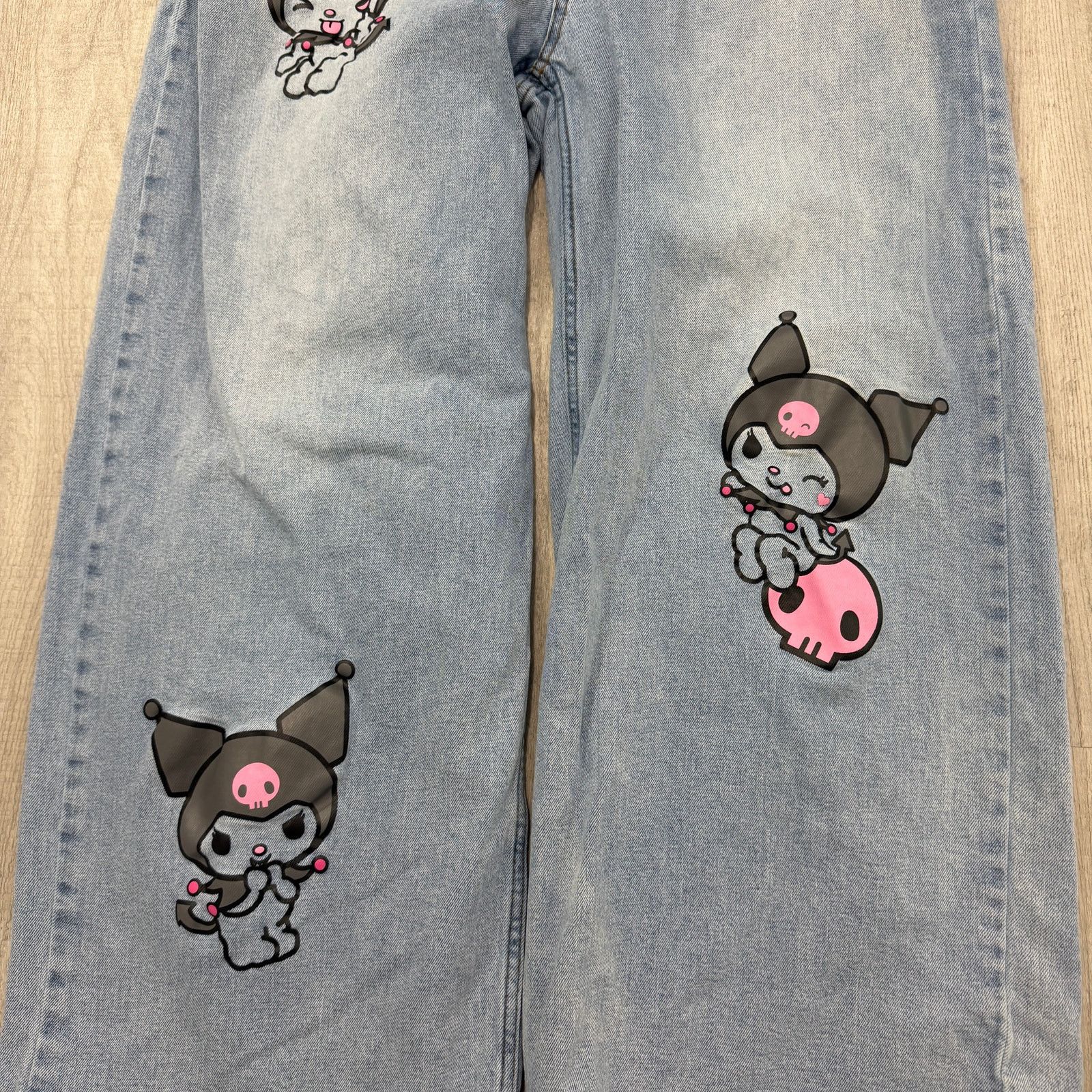 Vintage My Melody & Kuromi Wide Leg Jeans Women's 19 (Fits 36x29) Size 36" / US 14 / IT 50 - 3 Thumbnail