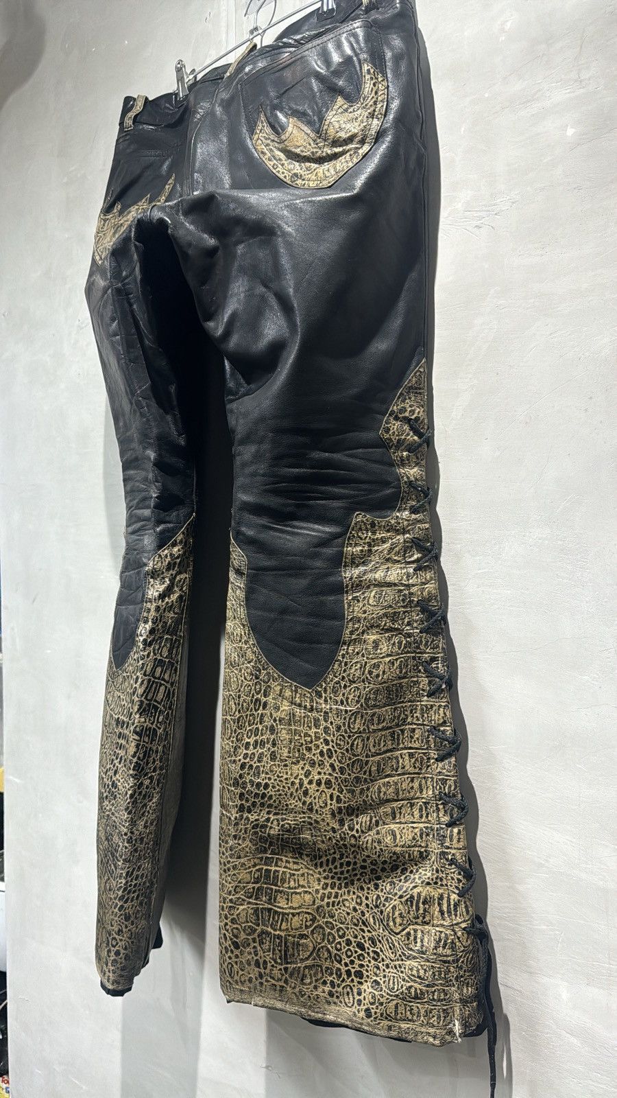 Tornado Mart 2000s Tornado Mart Japan Flared Crocodile Leather Pants Size US 31 - 10 Thumbnail