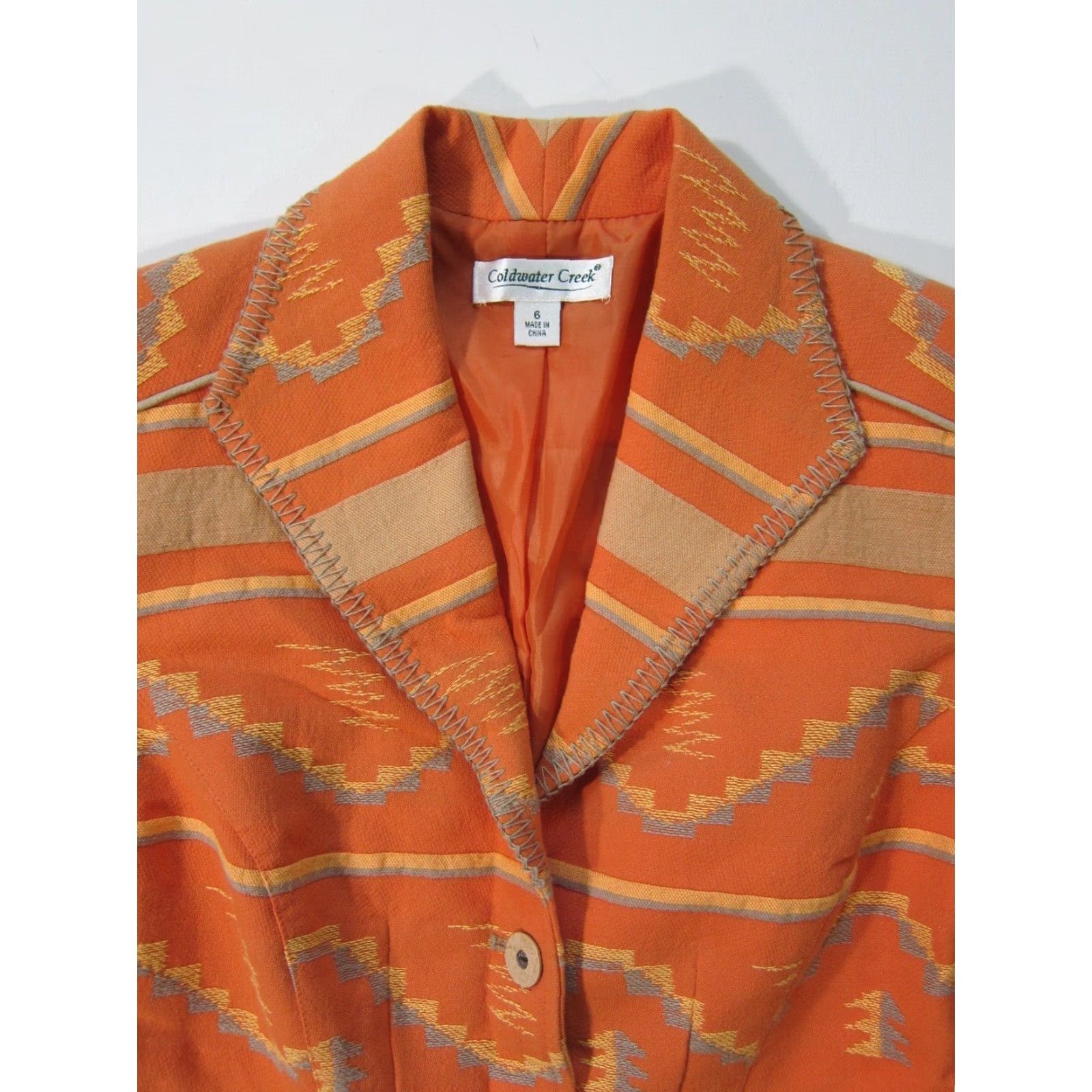 Coldwater Creek Coldwater Creek Cotton Orange Southwestern Aztec Tribal Blazer Jacket Women 6 Size M / US 6-8 / IT 42-44 - 4 Thumbnail