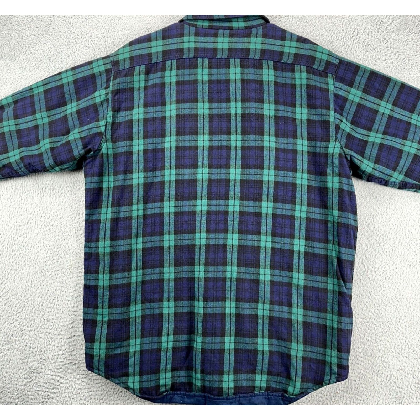 Vintage VINTAGE L.L. Bean Shirt Mens XLT Tall Shacket Thinsulate Plaid Blue Green USA Made Size US XL / EU 56 / 4 - 3 Thumbnail