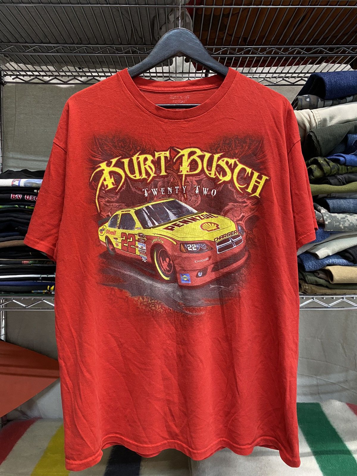 NASCAR × Vintage Y2K kurt busch racing nascar grunge style skate tee Size US XL / EU 56 / 4 - 1 Thumbnail