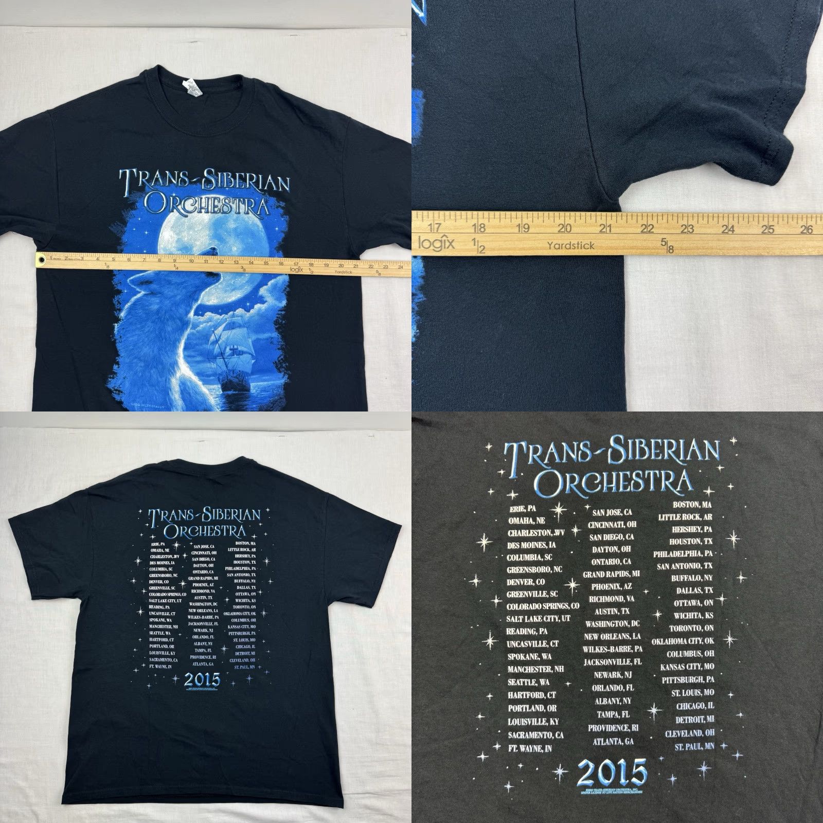 Gildan Trans Siberian Orchestra Tour T Shirt 2015 Adult Large Music Band Tee America Size US L / EU 52-54 / 3 - 8 Thumbnail