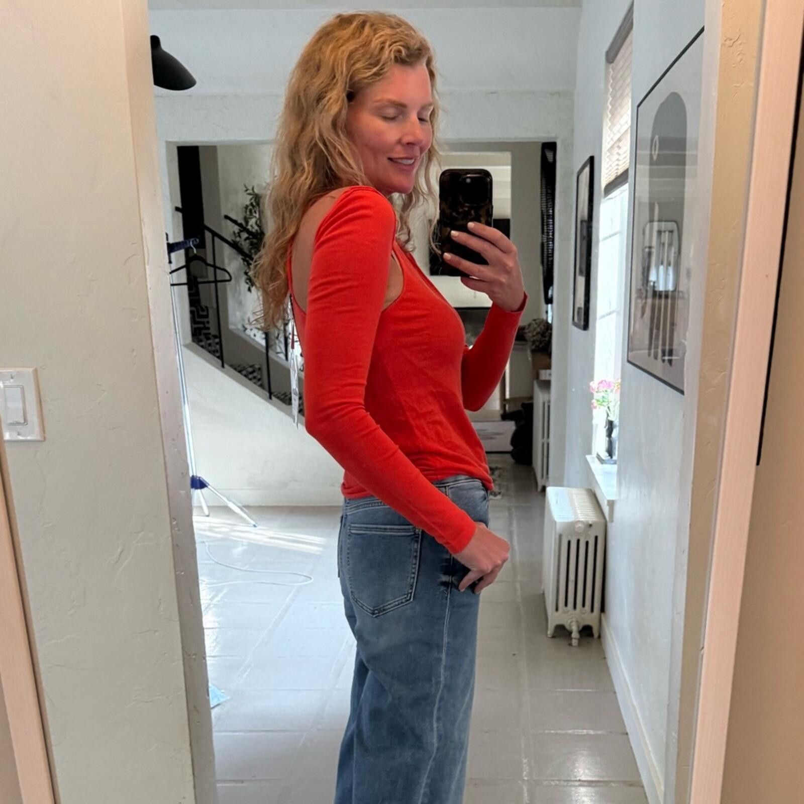 Helmut Lang NWT $445 Helmut Lang Orange Long Sleeve Top, Size M Size M / US 6-8 / IT 42-44 - 4 Thumbnail