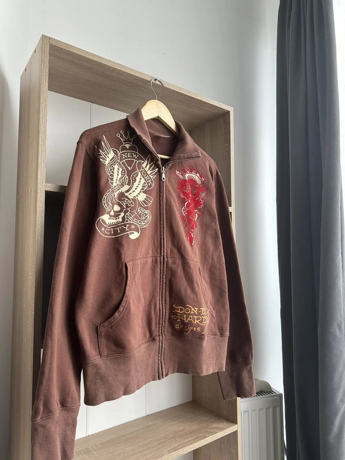 Christian Audigier × Ed Hardy × Vintage Vintage Ed Hardy Christian Audigier Brown Hoodie Size US M / EU 48-50 / 2 - 10 Thumbnail