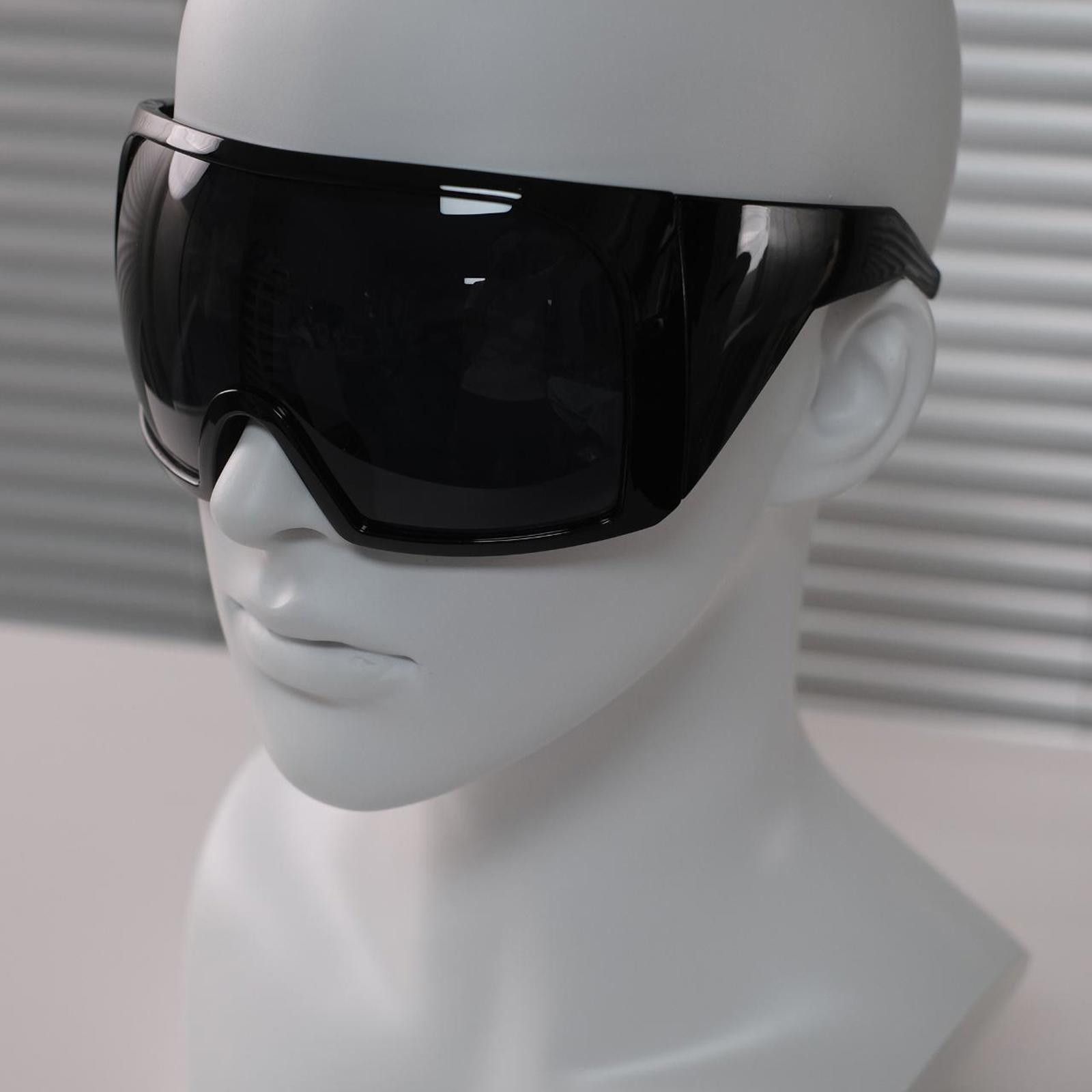 Japanese Brand Y2k Avant Garde Futuristic Oversized Black Sunglasses Unisex Size ONE SIZE - 6 Thumbnail