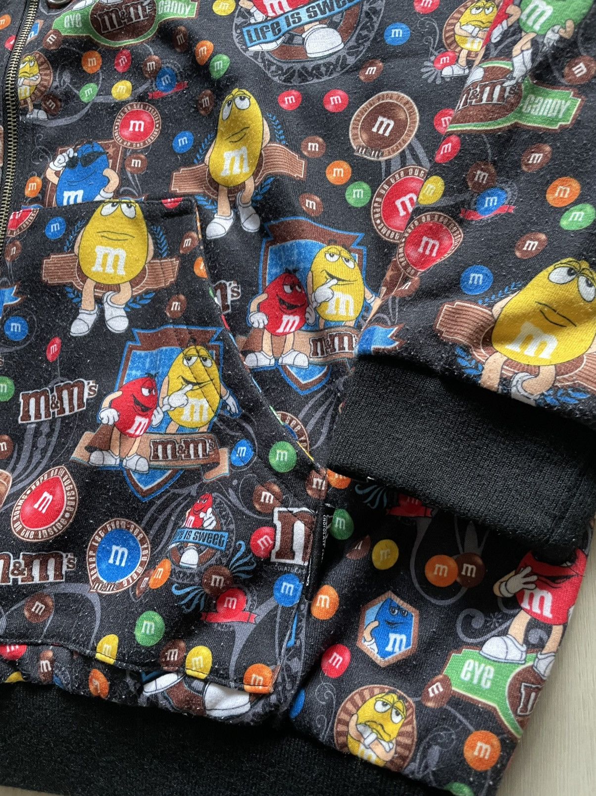 VINTAGE M&M JH Design All Over AOP Hoodie White Full ZipSz M