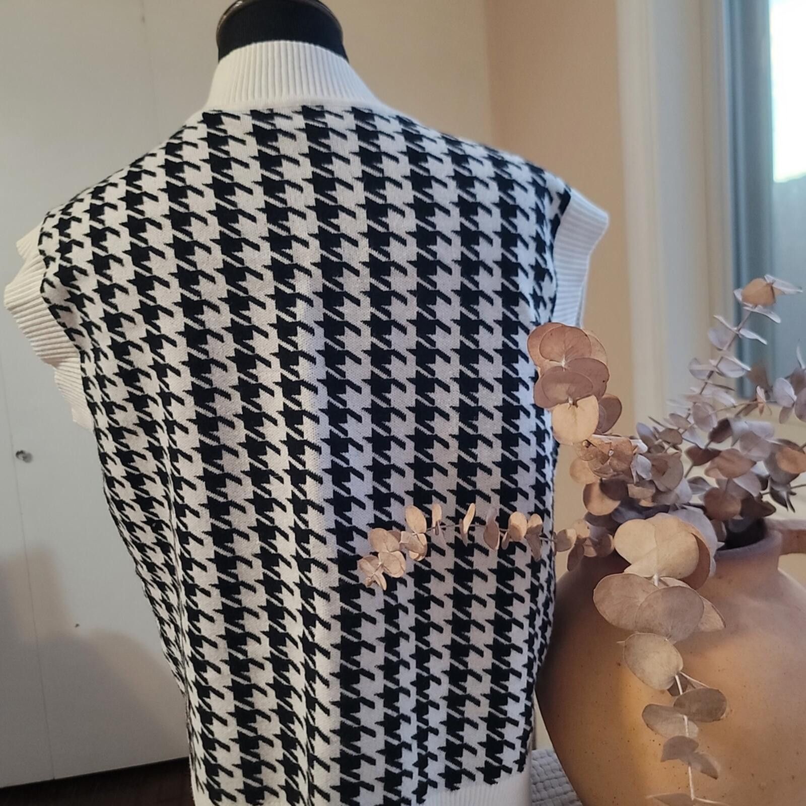 Other Black and White Houndstooth Women's Top EUC Cotton Blend Size M / US 6-8 / IT 42-44 - 3 Thumbnail