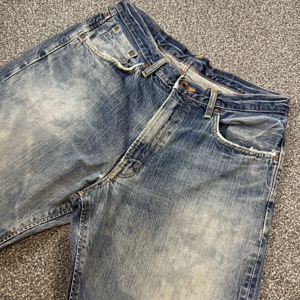 Seditionaries 🔥🇯🇵 Vintage 90s Selvedge Thrashed Distressed Edwin Denim Size US 33 - 4 Thumbnail