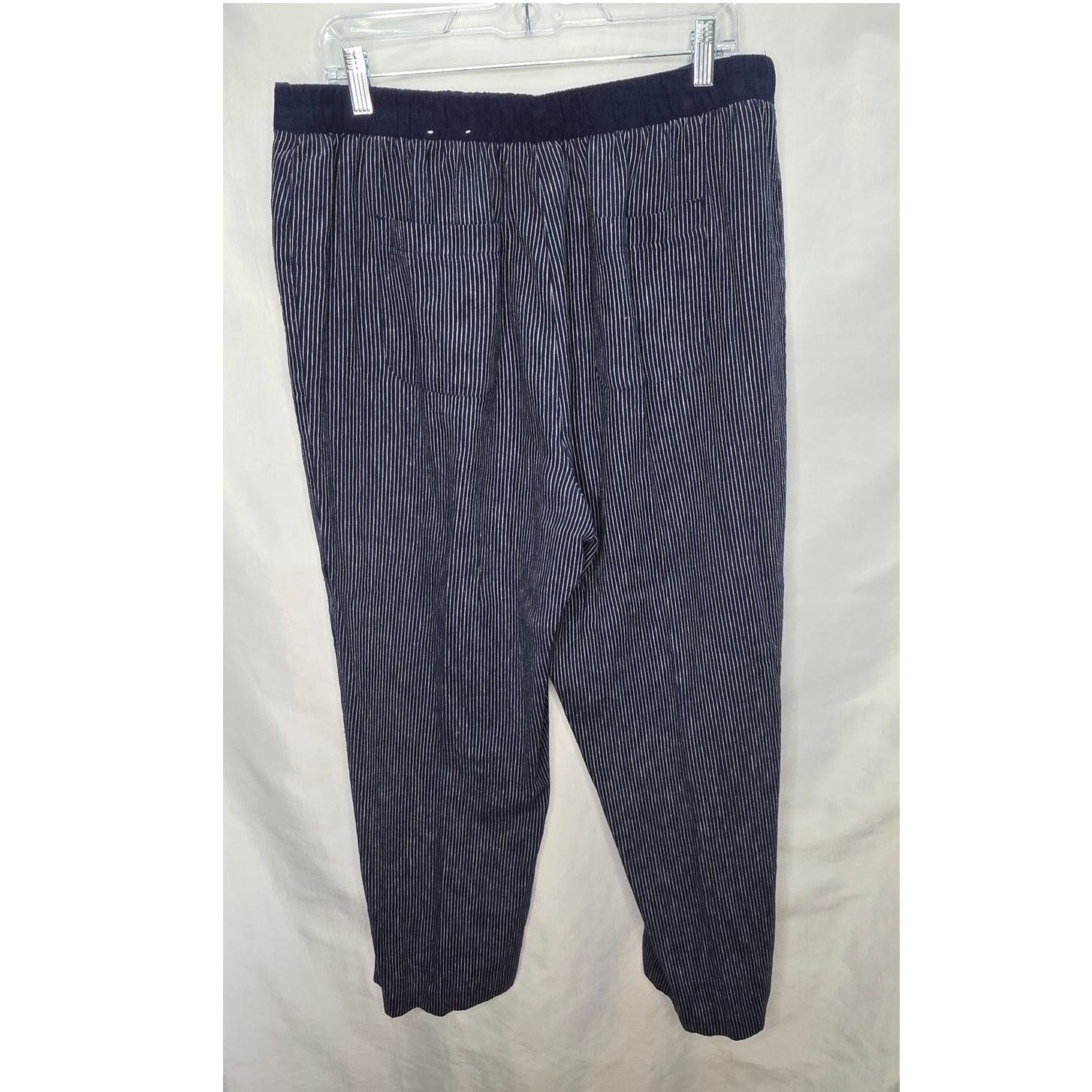 Other Chico's Linen Rayon Blend Pants Women's Large Blue Pinstripe Size 35" - 2 Thumbnail
