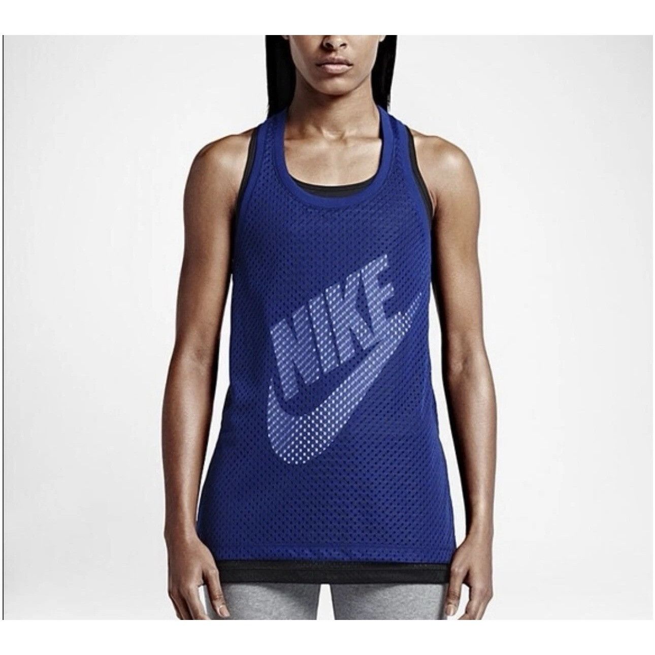 Nike Nike Tank Logo Mesh Overlay JUST DO IT Workout Running Athle Size S / US 4 / IT 40 - 1 Thumbnail