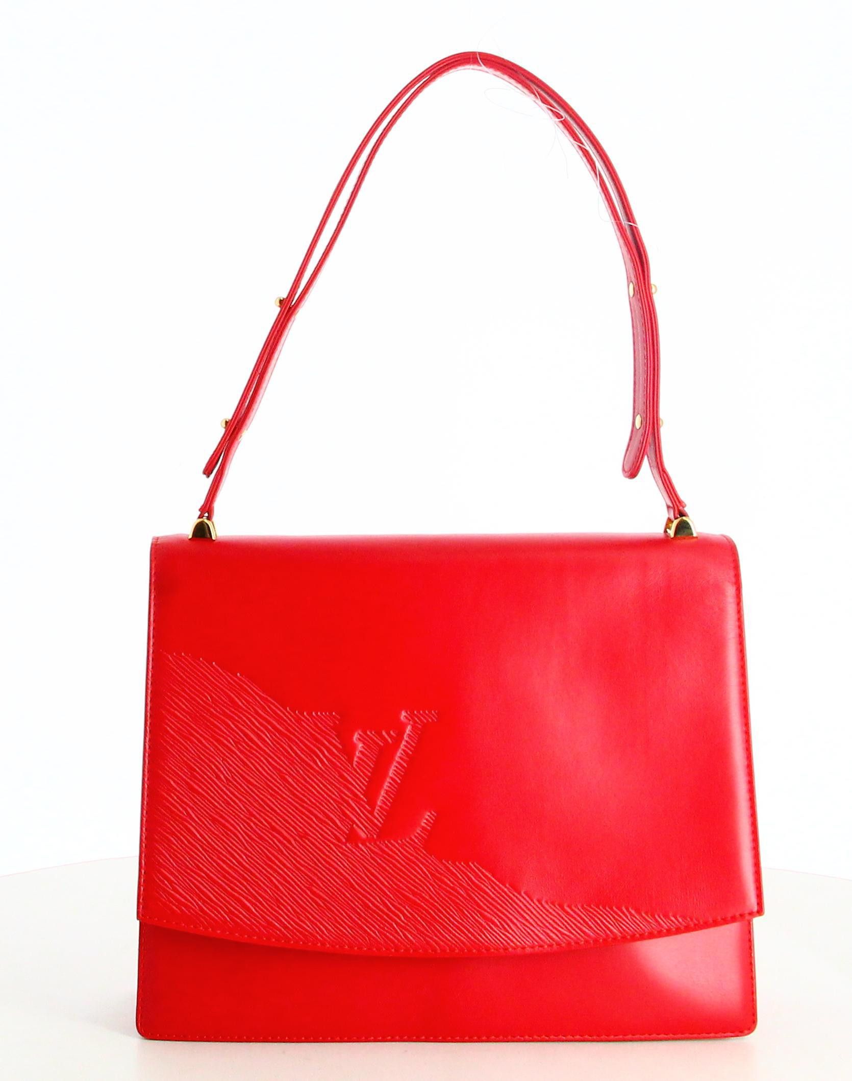 image of 1991 Opera Louis Vuitton Red Leather Handbag, Women's