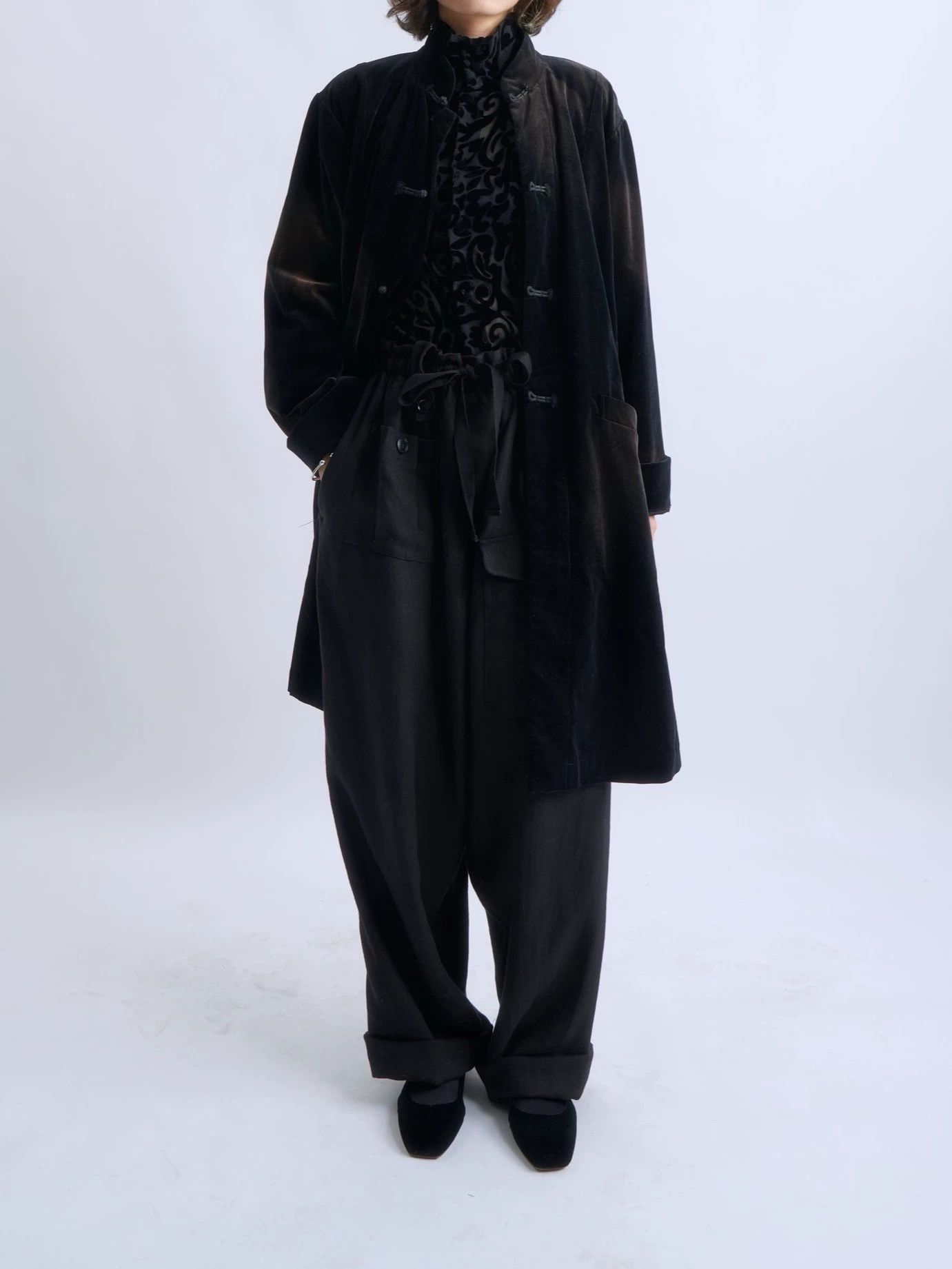 Comme des Garcons CDG Chinese Frog Button Long Jacket Black Velvet Size L / US 10 / IT 46 - 5 Thumbnail