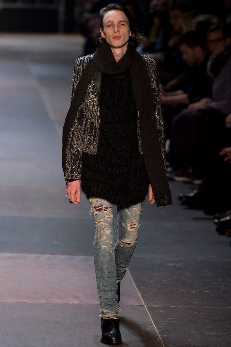 Saint Laurent Paris Saint Laurent Paris 13fw Black Warrior Feather Pattern Swea Size US S / EU 44-46 / 1 - 5 Thumbnail