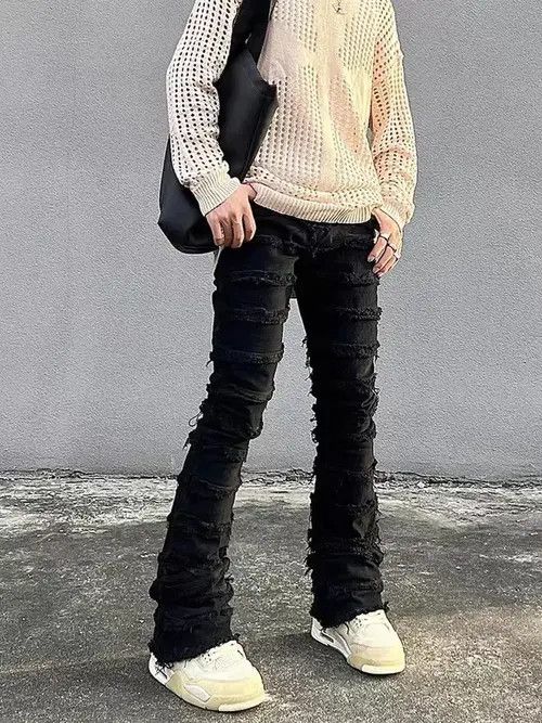 Jean Vintage ruined raw edge micro-flared jeans Size US 32 / EU 48 - 2 Thumbnail